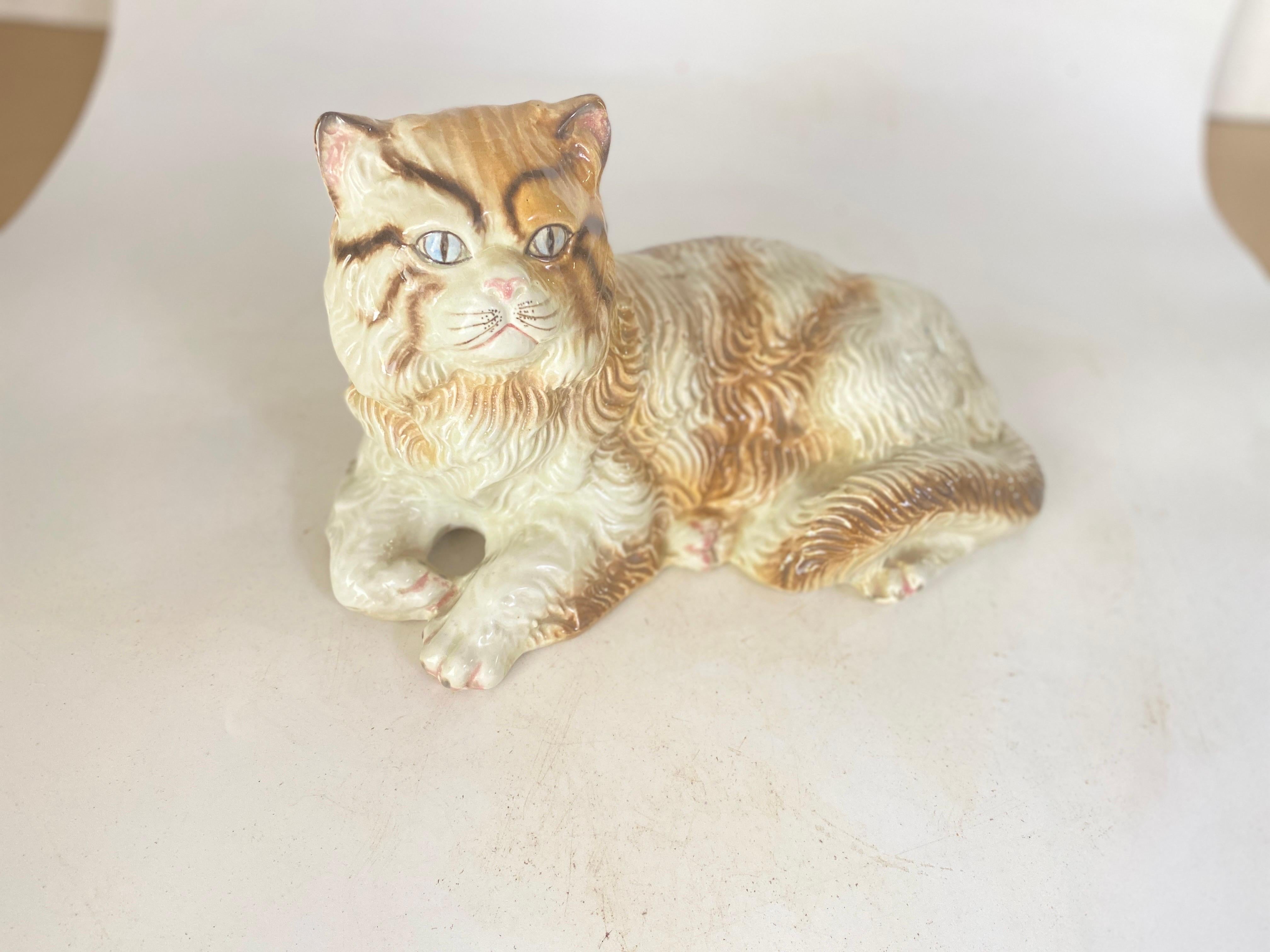 Sculptures of Larges Cats Italian Ceramic  from the 1970s Set of 2 For Sale 3