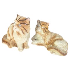 Sculptures of Larges Cats Italian Ceramic  from the 1970s Set of 2