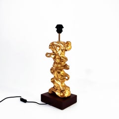Sculpural and unique abstract gilded table lamp by Bondia, Spain, 1990s
