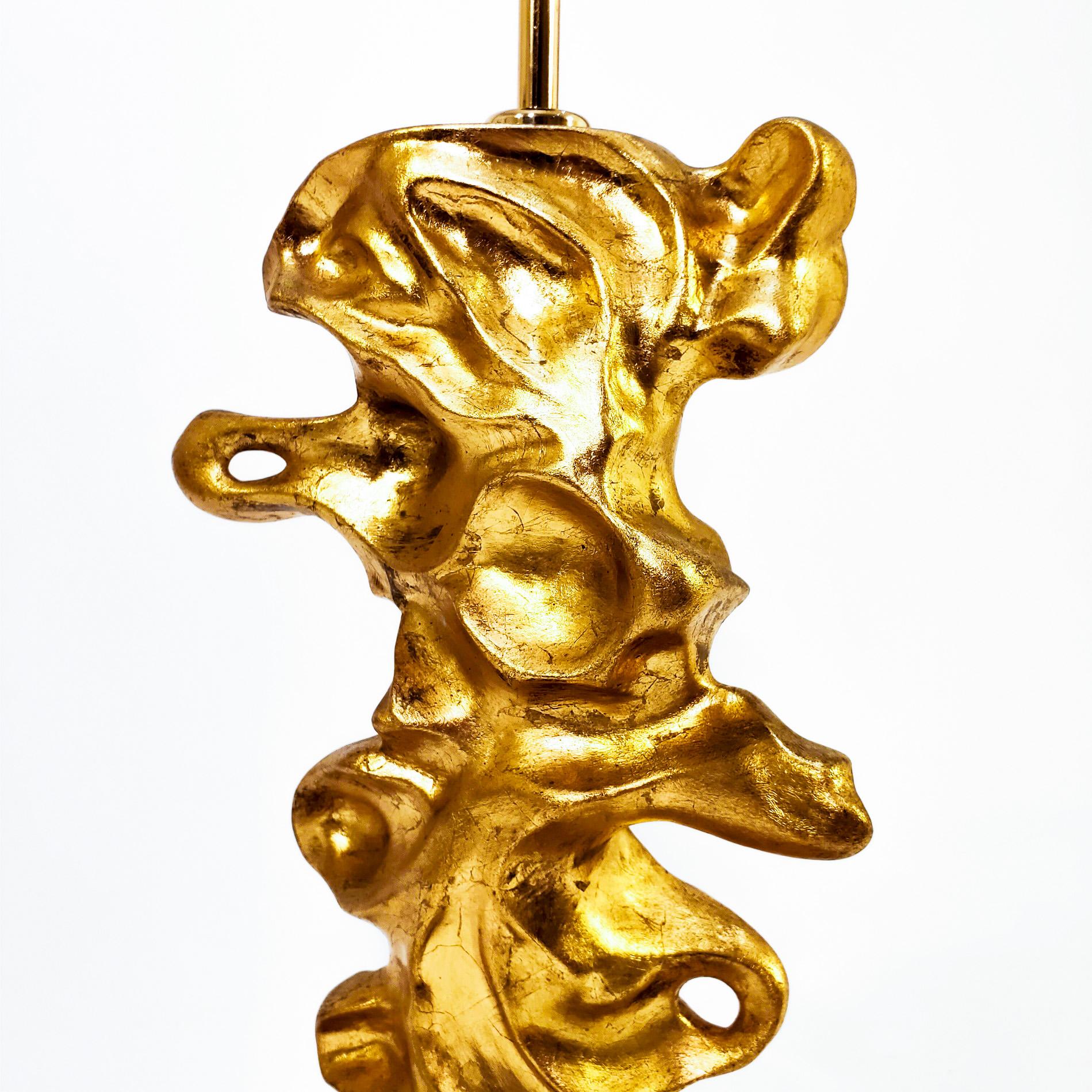 Post-Modern Sculpural and unique abstract gilded table lamp by Bondia, Spain, 1990s For Sale