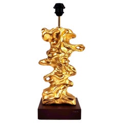 Sculpural and unique abstract gilded table lamp by Bondia, Spain, 1990s