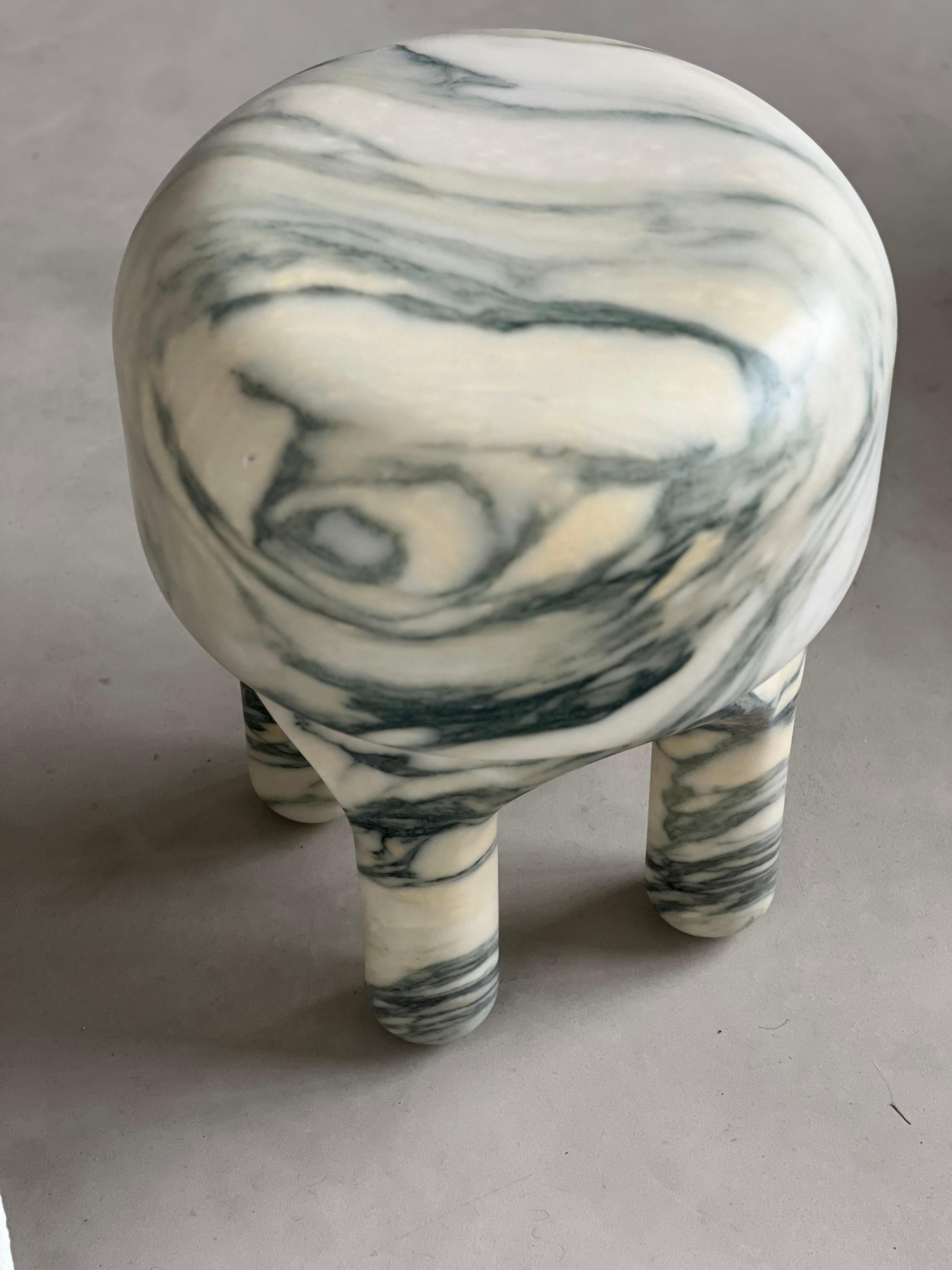 Sculpural Marble Stool, collectible side table, handmade in Italy, Tuscan marble For Sale 10