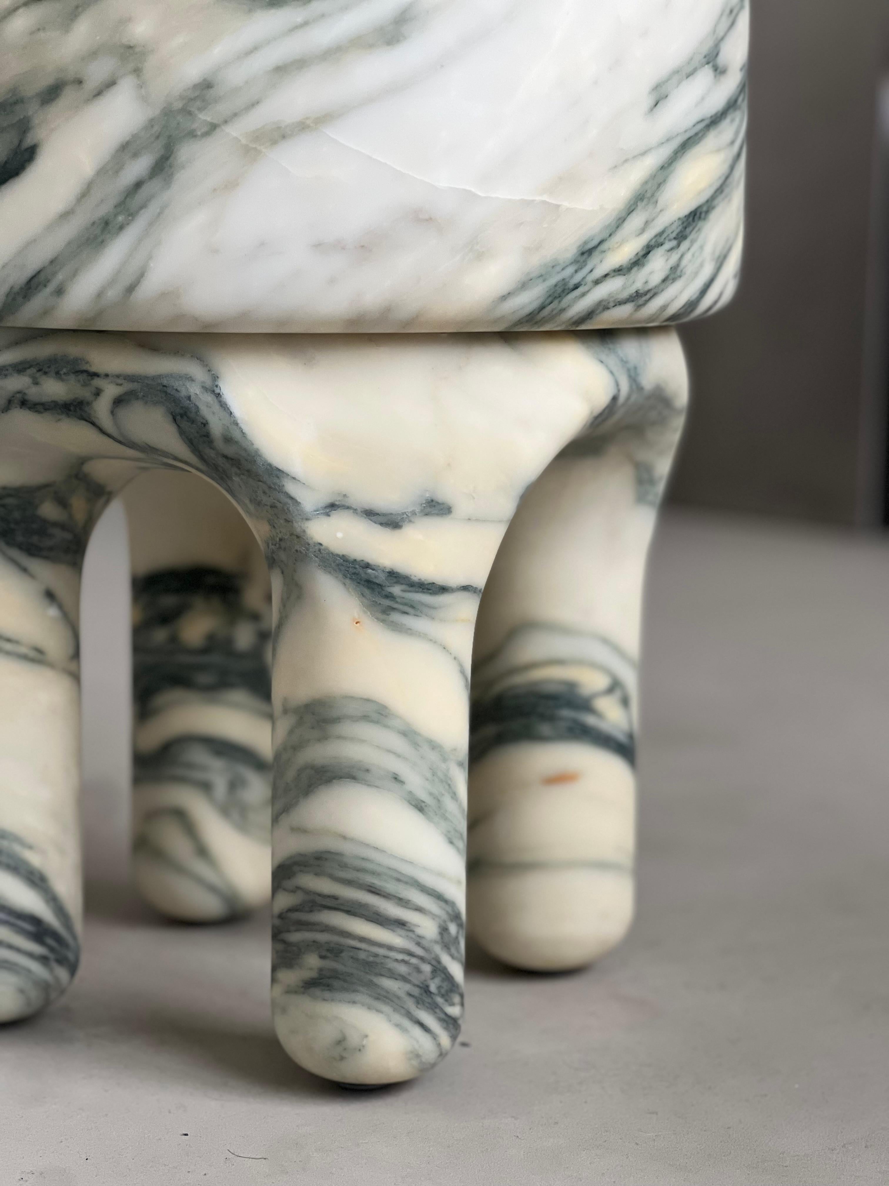 Sculpural Marble Stool, collectible side table, handmade in Italy, Tuscan marble For Sale 11