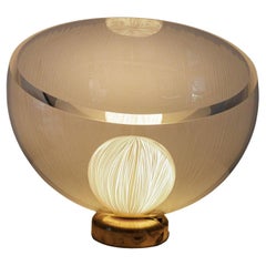 Sculputural Glass, Porcelain engraved and Brass table light by Vezzini & Chen