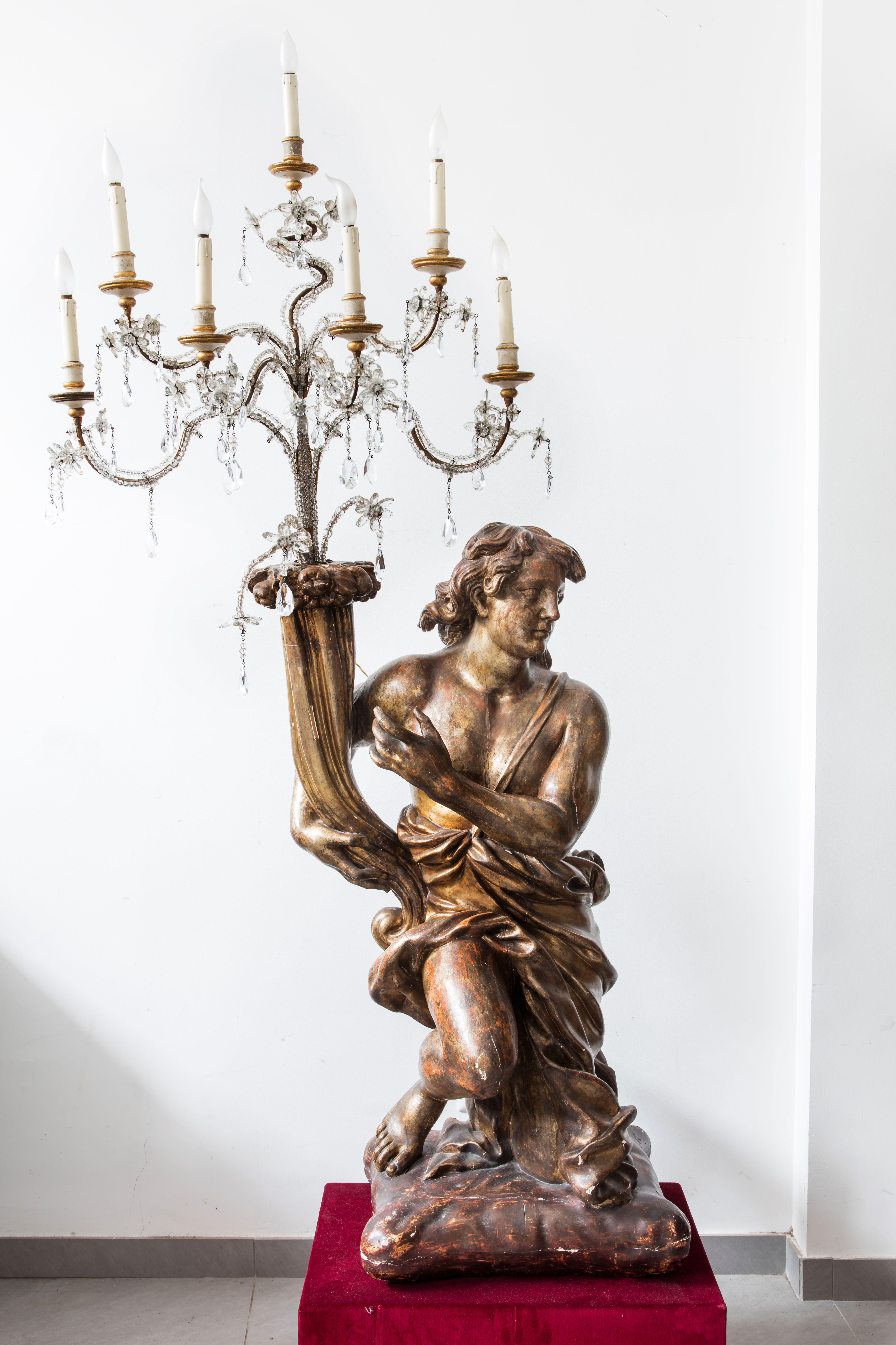 Italian sculptor of the 17th century, pair of candlesticks For Sale 2