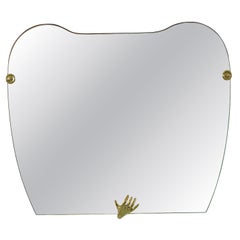 Scultpural Brass Hand Mid-Century Wall Mirror, Italy, 1950s