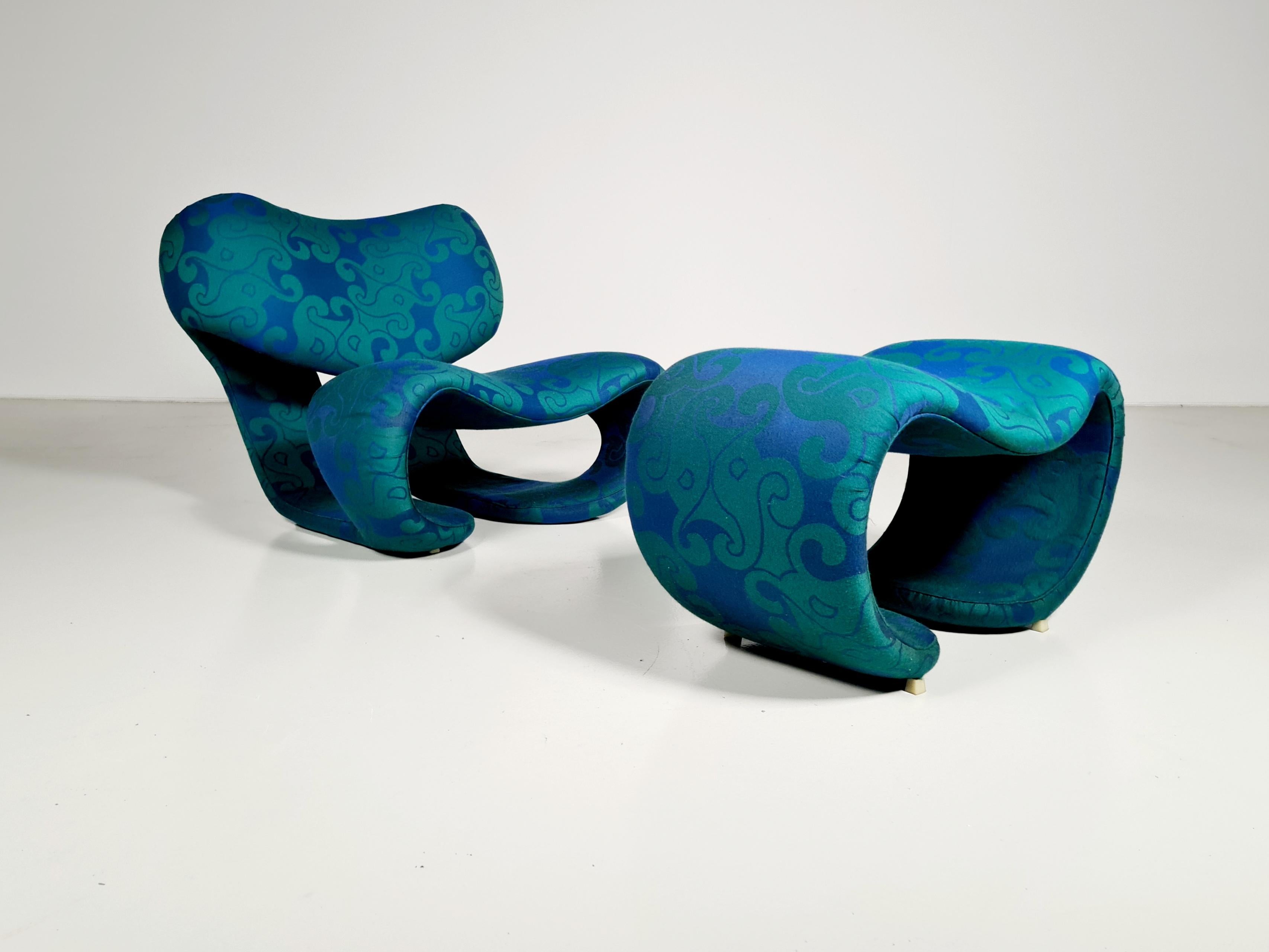 Late 20th Century Scultura 190 Lounge Chair with Ottoman by Vittorio Introini for Saporiti, 1970s For Sale