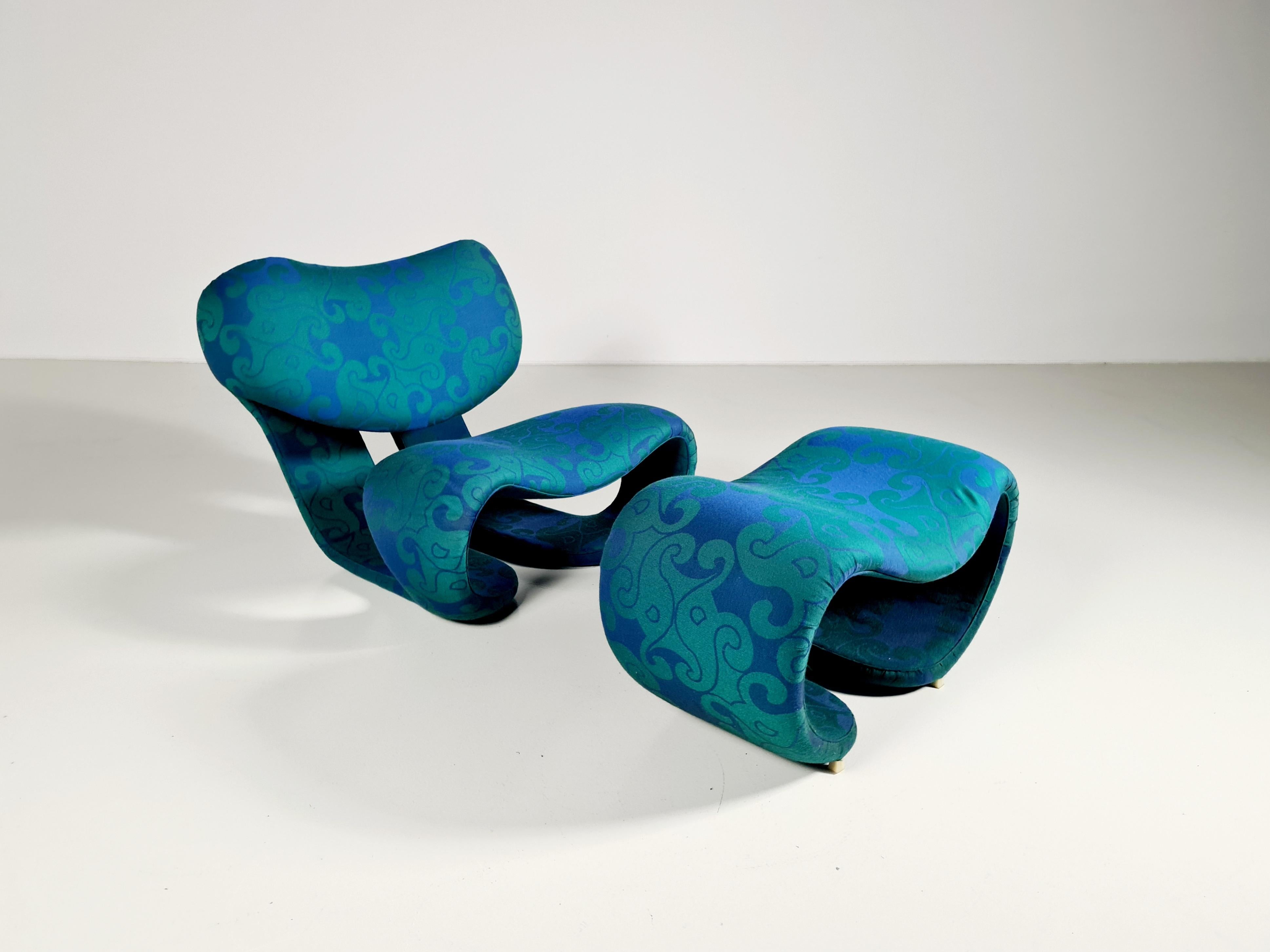 Scultura 190 Lounge Chair with Ottoman by Vittorio Introini for Saporiti, 1970s For Sale 1
