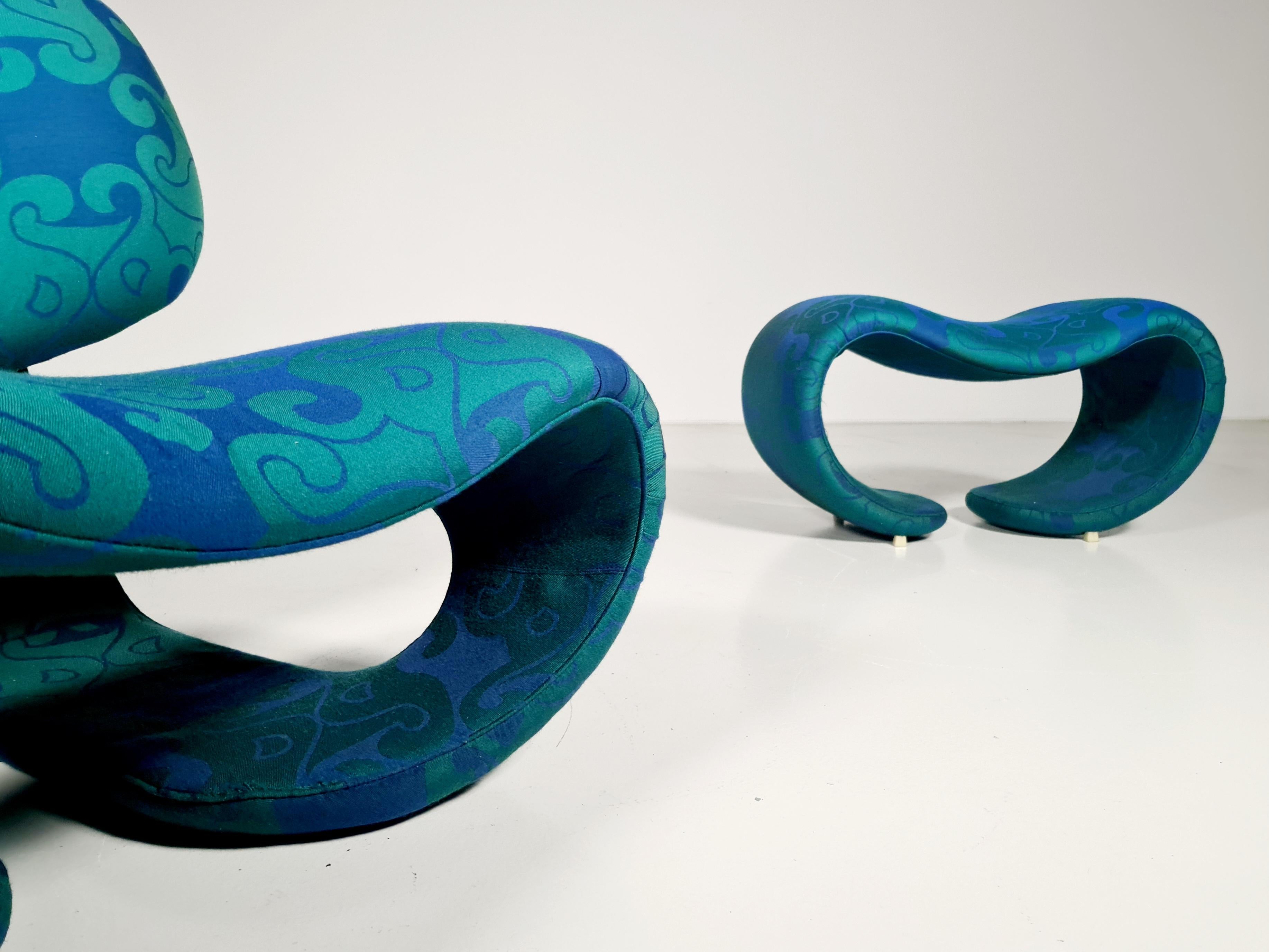 Scultura 190 Lounge Chair with Ottoman by Vittorio Introini for Saporiti, 1970s For Sale 2