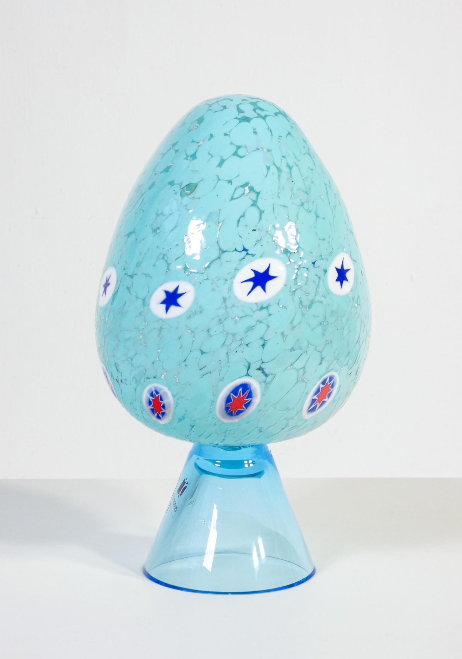 Egg sculpture in blown glass signed Carlo MORETTI. Italy, 1970s In Good Condition In Torino, IT