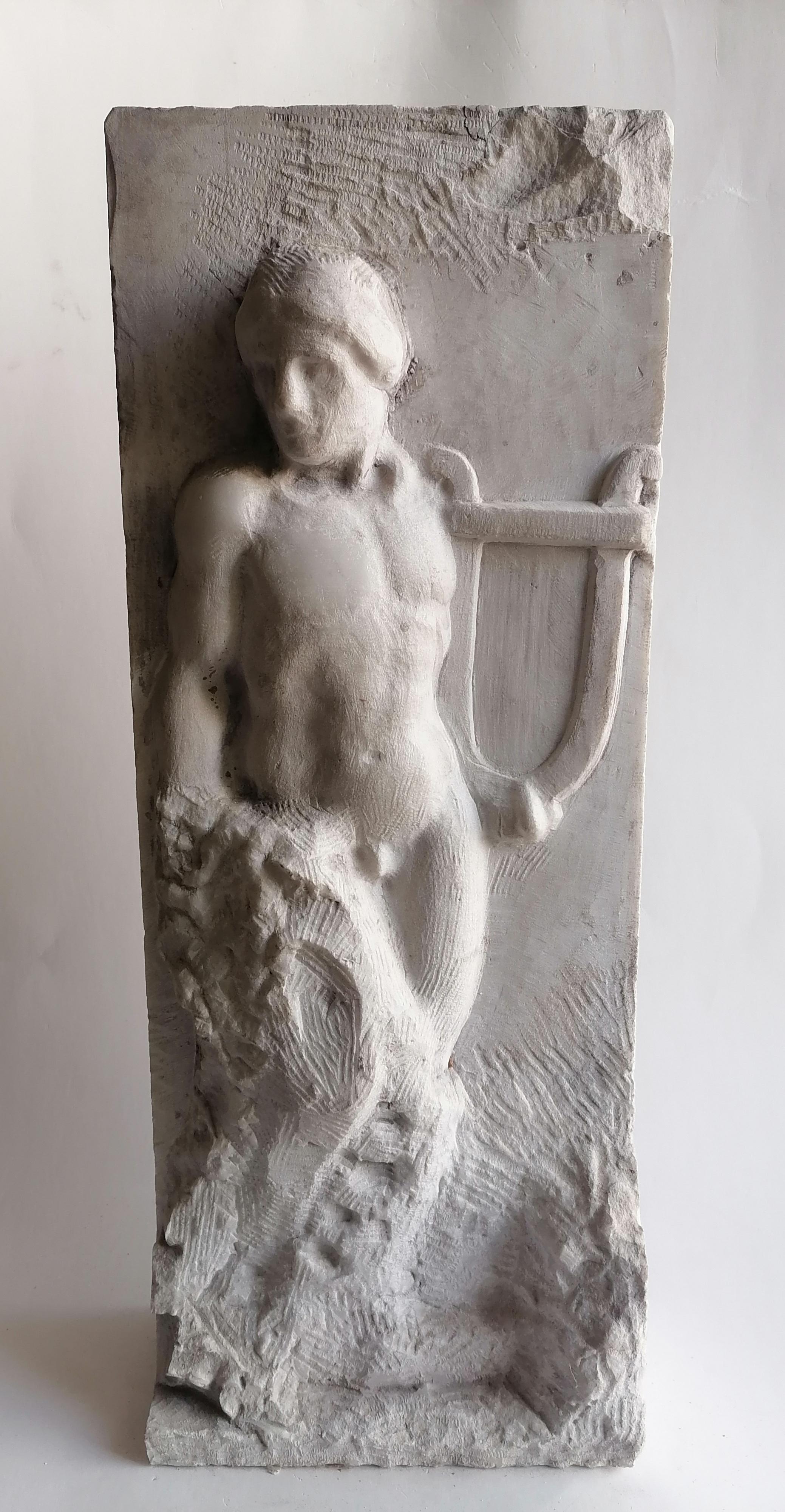Italiano scultura altorilievo Apollo con cetra -abbozzo di studio - made in Italy in vendita