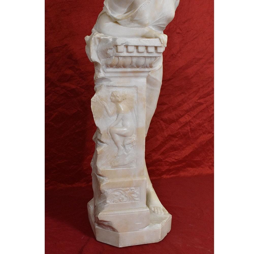 Sculpture féminine ancienne en albâtre, Giuseppe Gambogi Sculpteur italien, 19e. Bon état - En vente à Breganze, VI