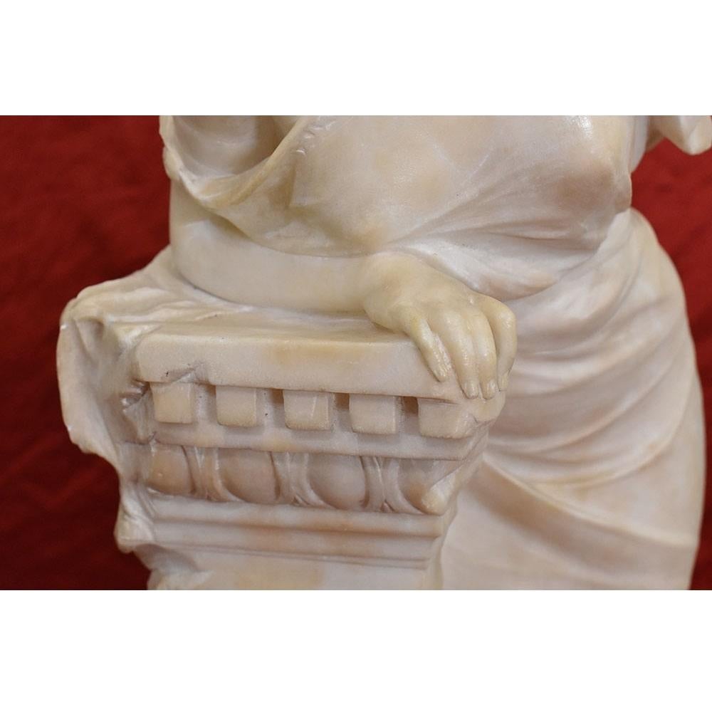 Antique Female Sculpture In Alabaster, Giuseppe Gambogi Italian Sculptor, 19th. For Sale 1