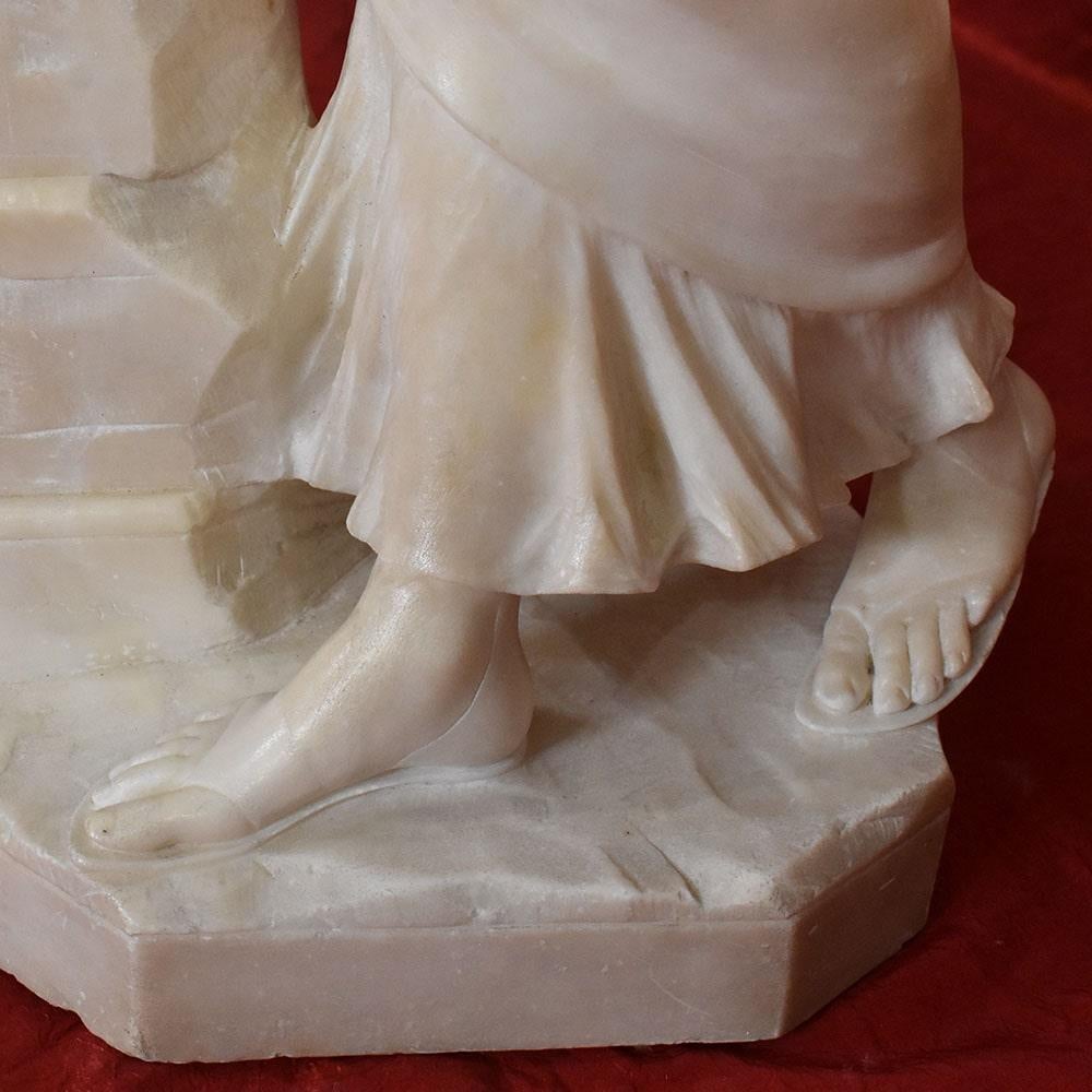 Antique Female Sculpture In Alabaster, Giuseppe Gambogi Italian Sculptor, 19th. For Sale 2
