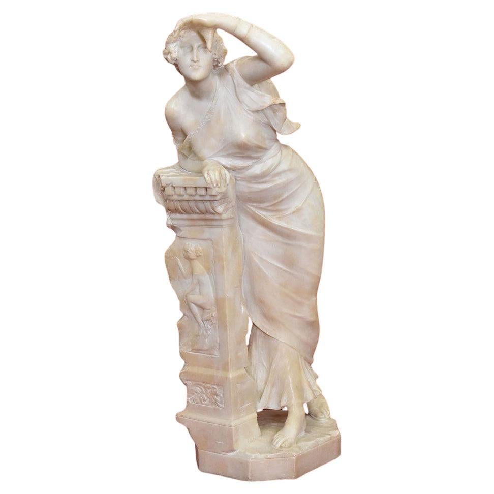 Sculpture féminine ancienne en albâtre, Giuseppe Gambogi Sculpteur italien, 19e. en vente