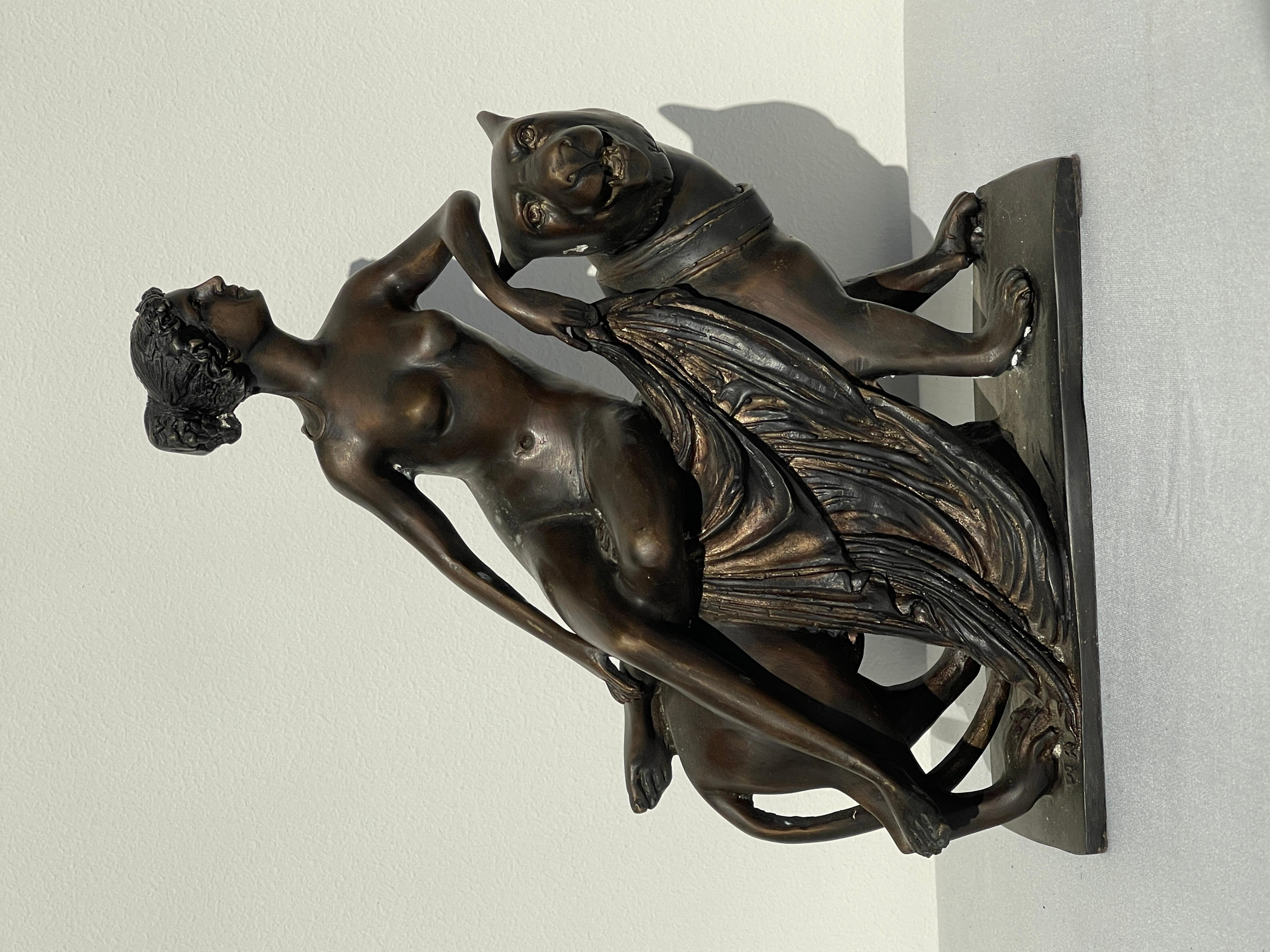 Altro Scultura, Arianna in bronzo che cavalca una pantera, XX secolo in vendita