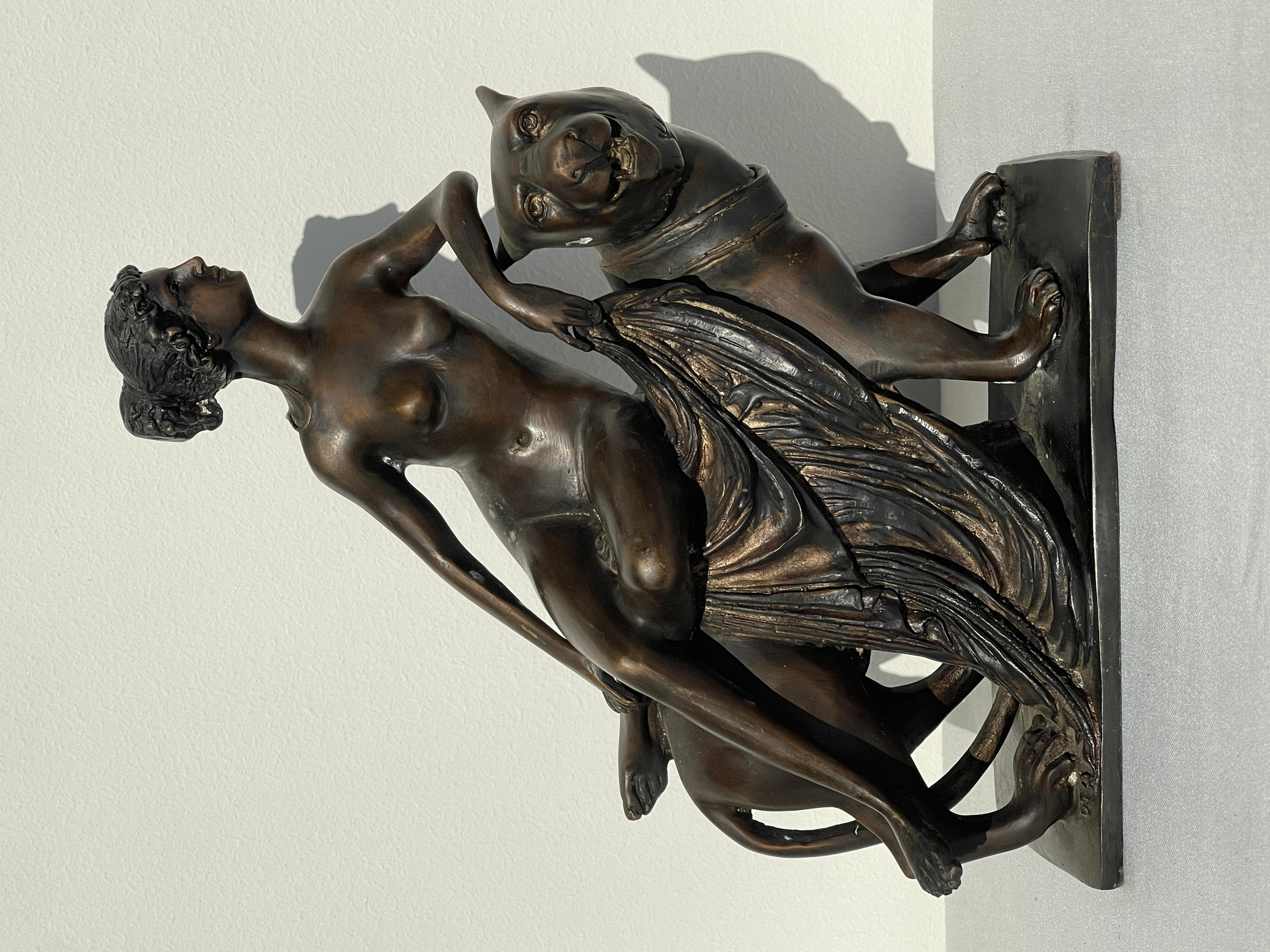 Altro Scultura, Arianna in bronzo che cavalca una pantera, XX secolo in vendita