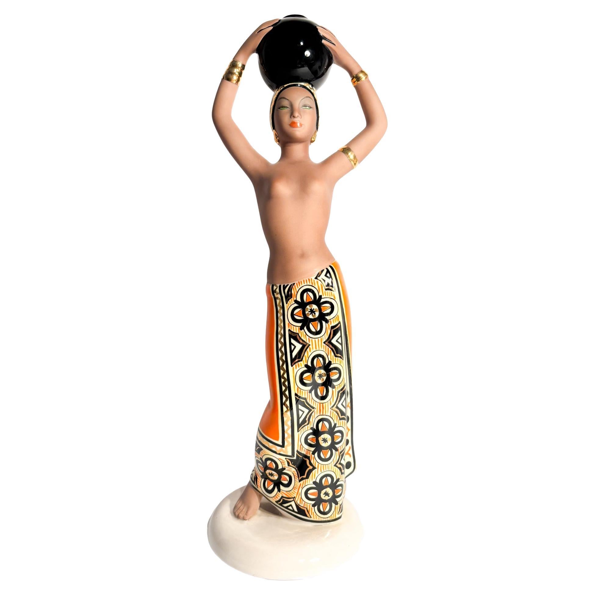 Scultura Art Deco "Dihula" in Ceramica di C.I.A. Manna Anni 40