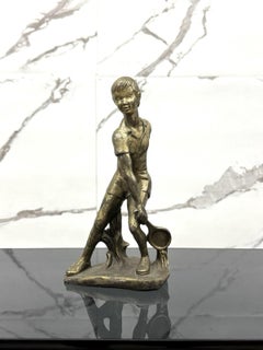 Art Decó Sculpture Young Tennis Player 1950s Bronze Design