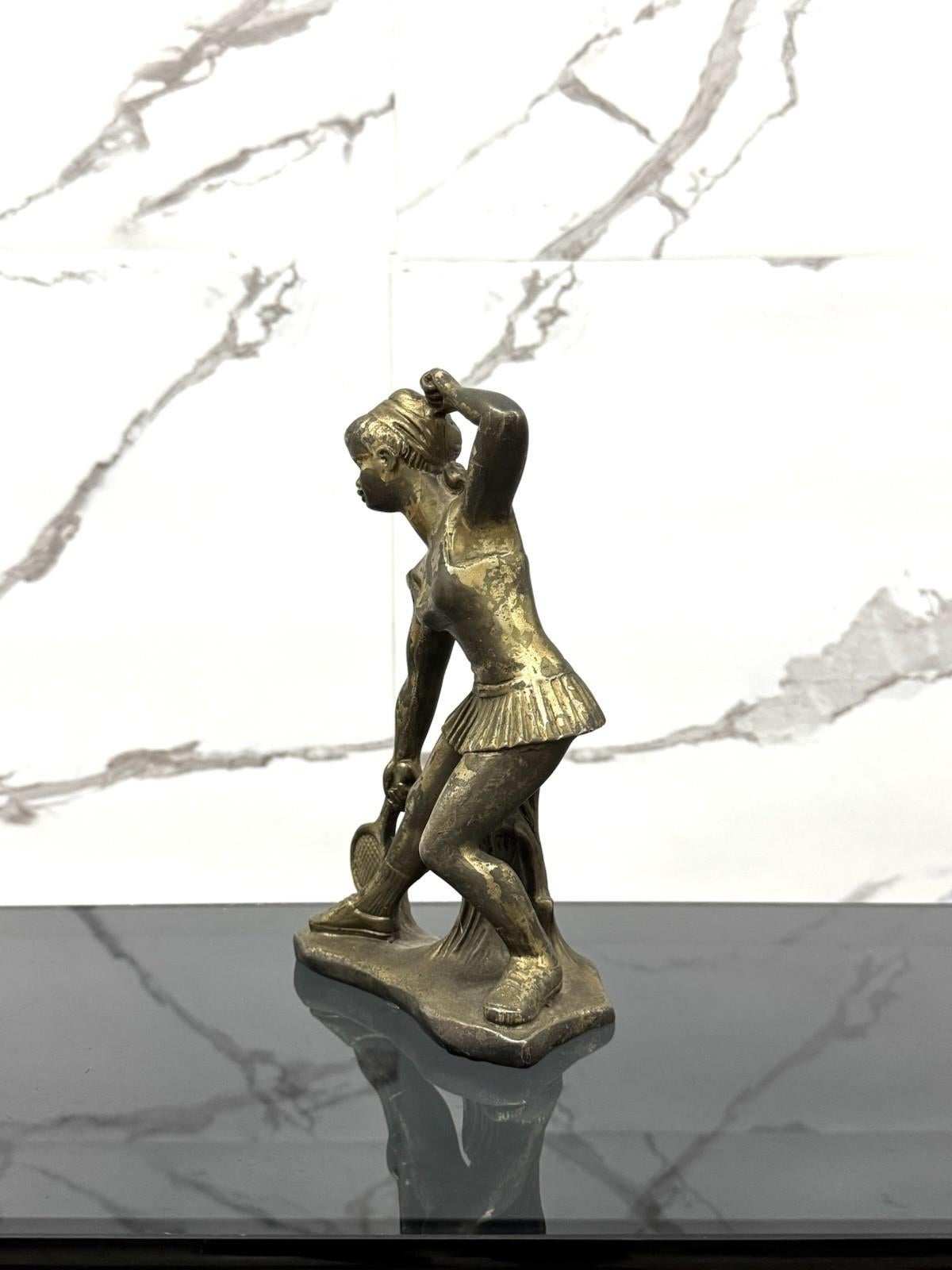 Art Déco Scultura Art Decó Giovane Tennista Anni ‘50 Design Bronze in vendita