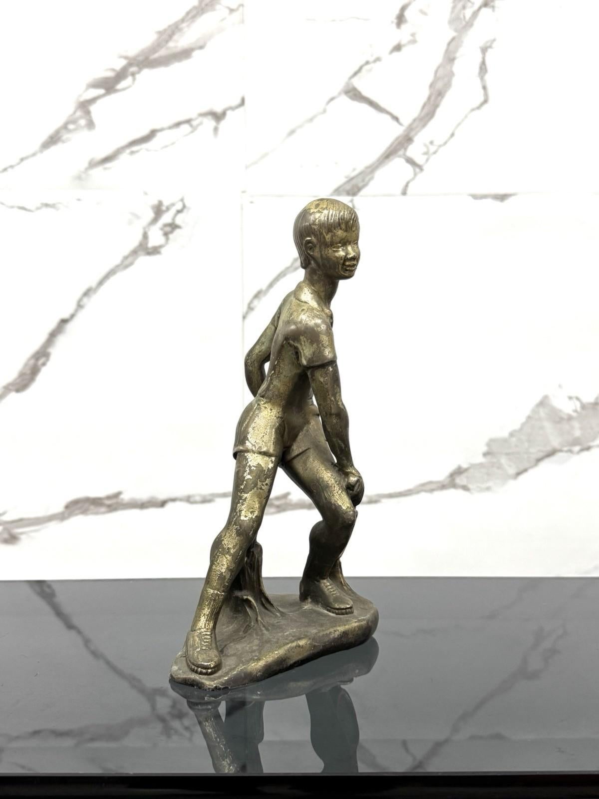 Scultura Art Decó Giovane Tennista Anni ‘50 Design Bronze (Italian) im Angebot