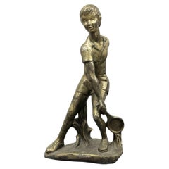 Scultura Art Decó Giovane Tennista Anni ‘50 Design Bronze