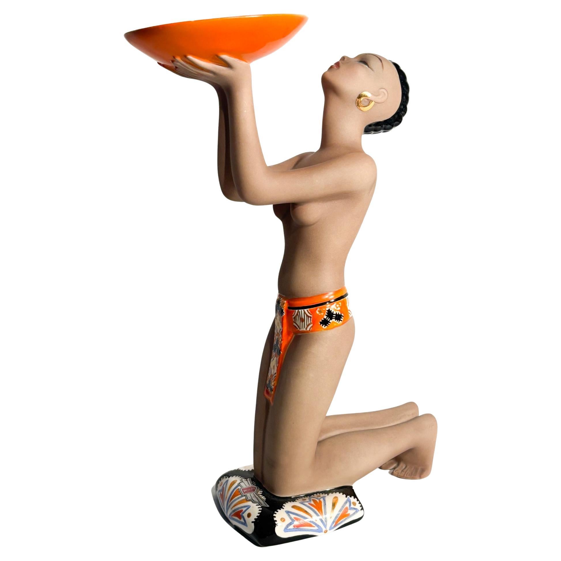 Scultura Art Dèco "Offerta" in Ceramica di C.I.A. Manna Anni 40