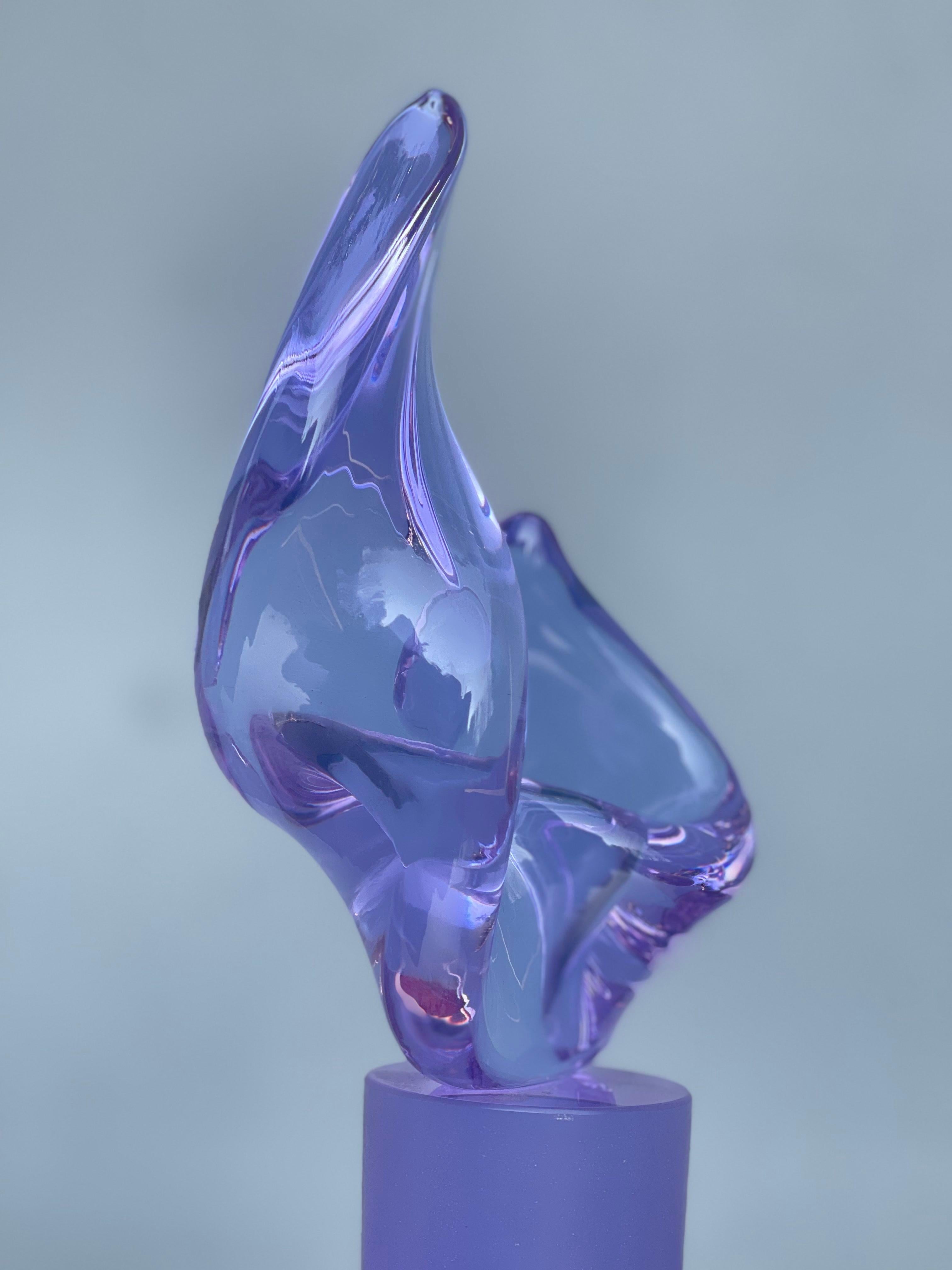 Verre scultura astratta - sec meta xx secolo - vetro sommerso viola artista ignoto  en vente