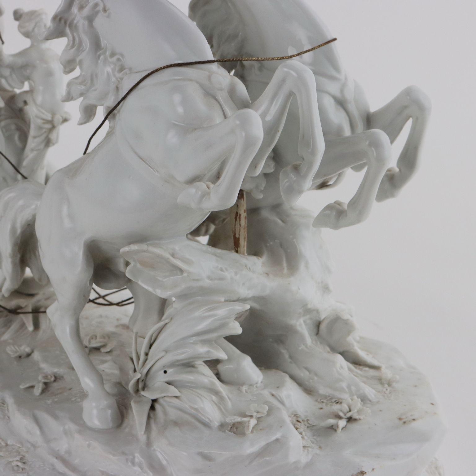 Scultura Biga trainata da cavalli, Ginori Manifattura di Doccia, 1850 ca. 1