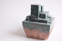 sculpture "Borgo antico 2"-enamel on volcanic stone-made in Italy