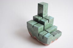 "Borgo antico" sculpture -enamel on volcanic stone-made in Italy