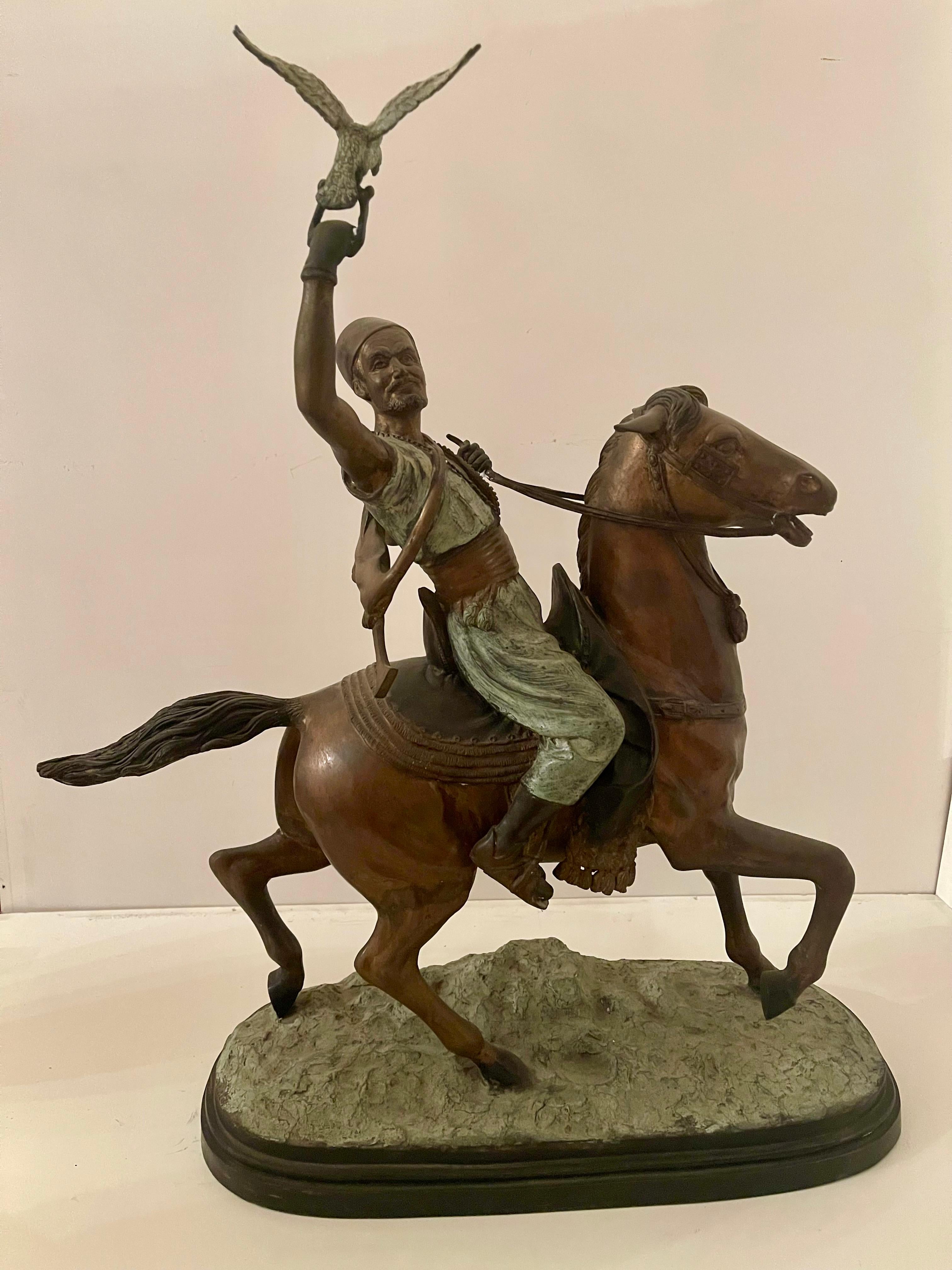 Scultura “Cavaliere con falco” in stile bronzo, XIX secolo in vendita 2