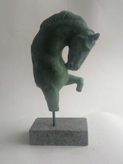 Horse sculpture -fragment- light ceramic bronze patina -made in Italy