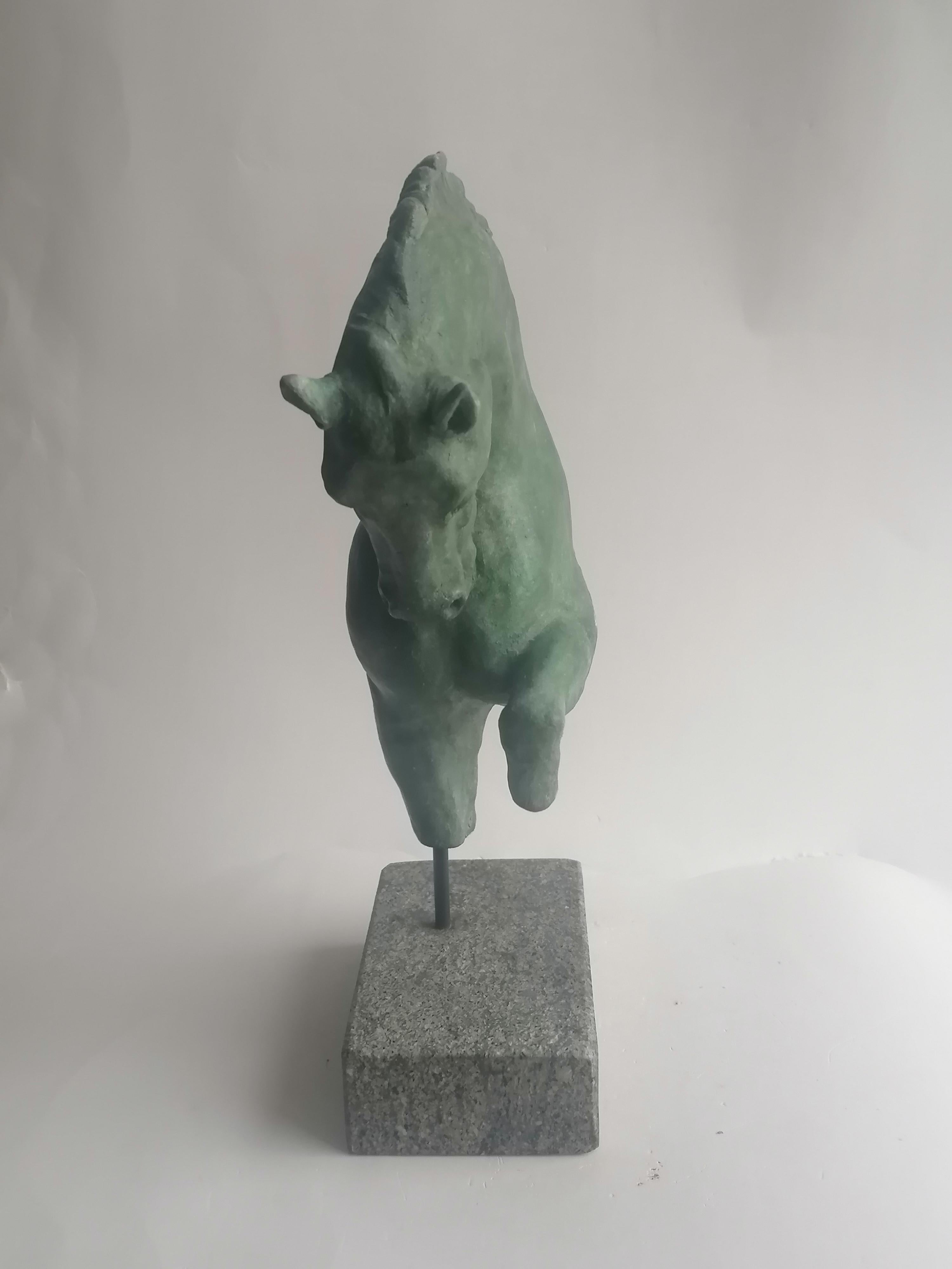 Romano classico Scultura Cavallo -frammento- ceramica chiara patina bronzo -made in Italy in vendita
