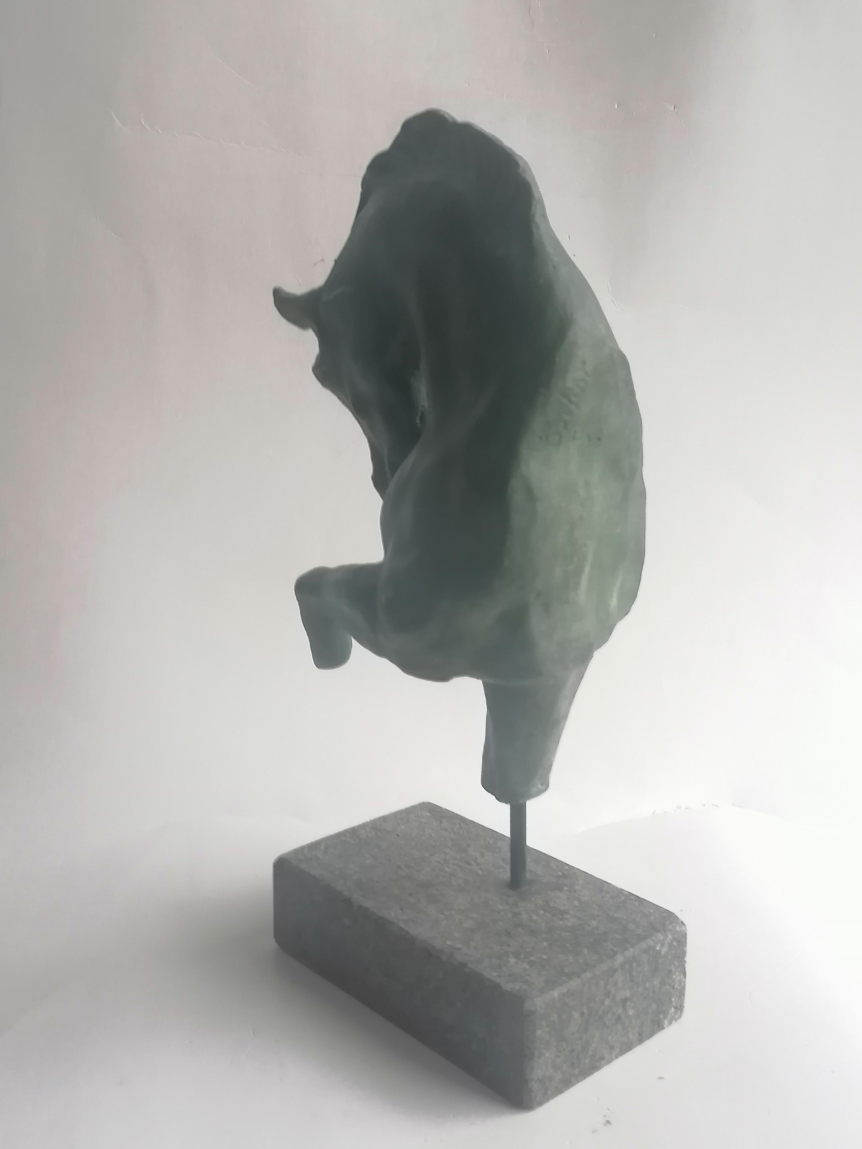 Fatto a mano Scultura Cavallo -frammento- ceramica chiara patina bronzo -made in Italy in vendita