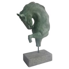 Horse sculpture -fragment- light ceramic bronze patina -made in Italy