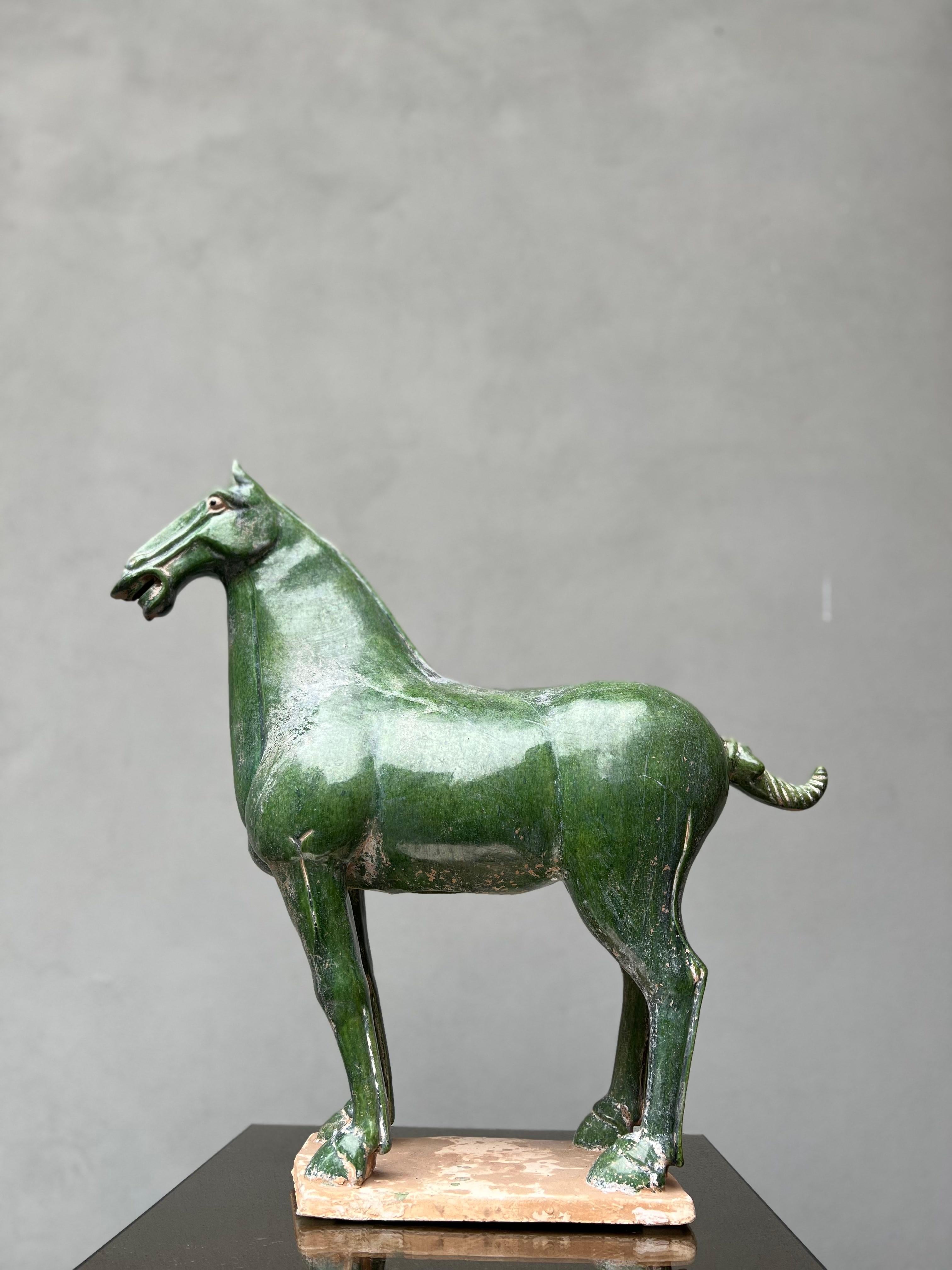 Scultura Cavallo Terracotta Cinese Smaltato, Anni 50, Horse, Sculpture For Sale 7
