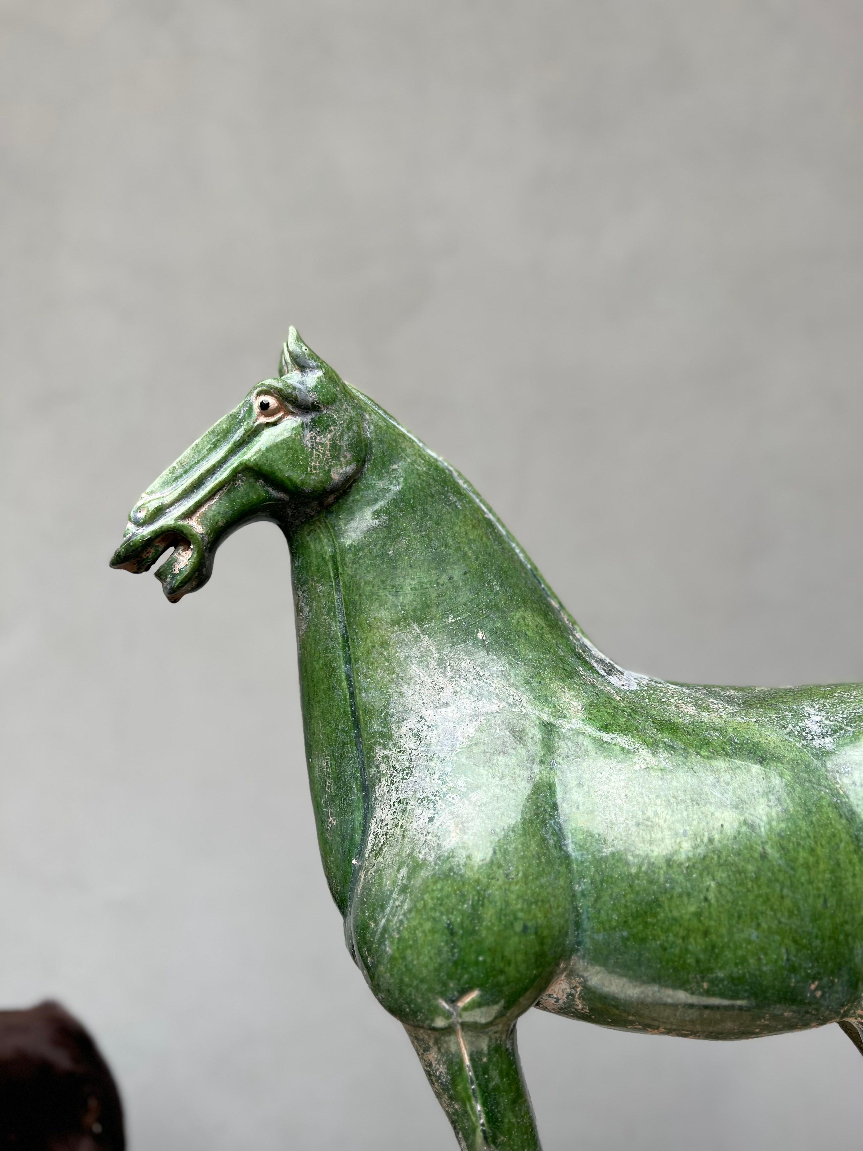 Scultura Cavallo Terracotta Cinese Smaltato, Anni 50, Horse, Sculpture For Sale 8