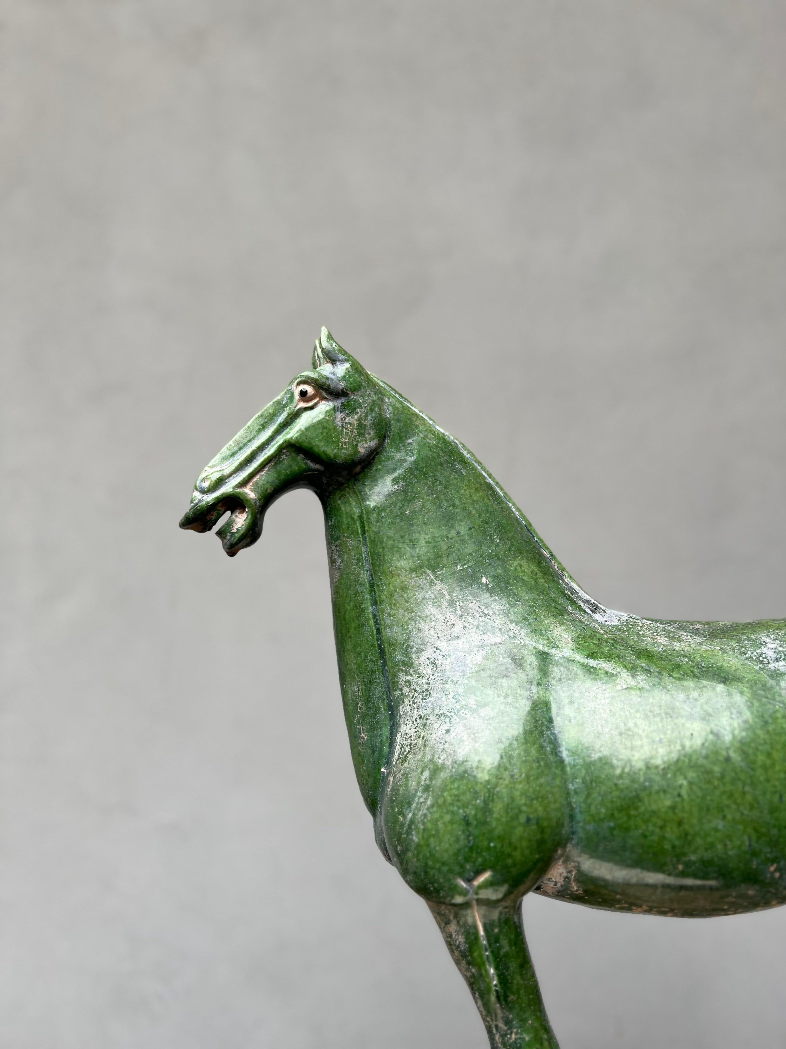 Scultura Cavallo Terracotta Cinese Smaltato, Anni 50, Horse, Sculpture For Sale 9
