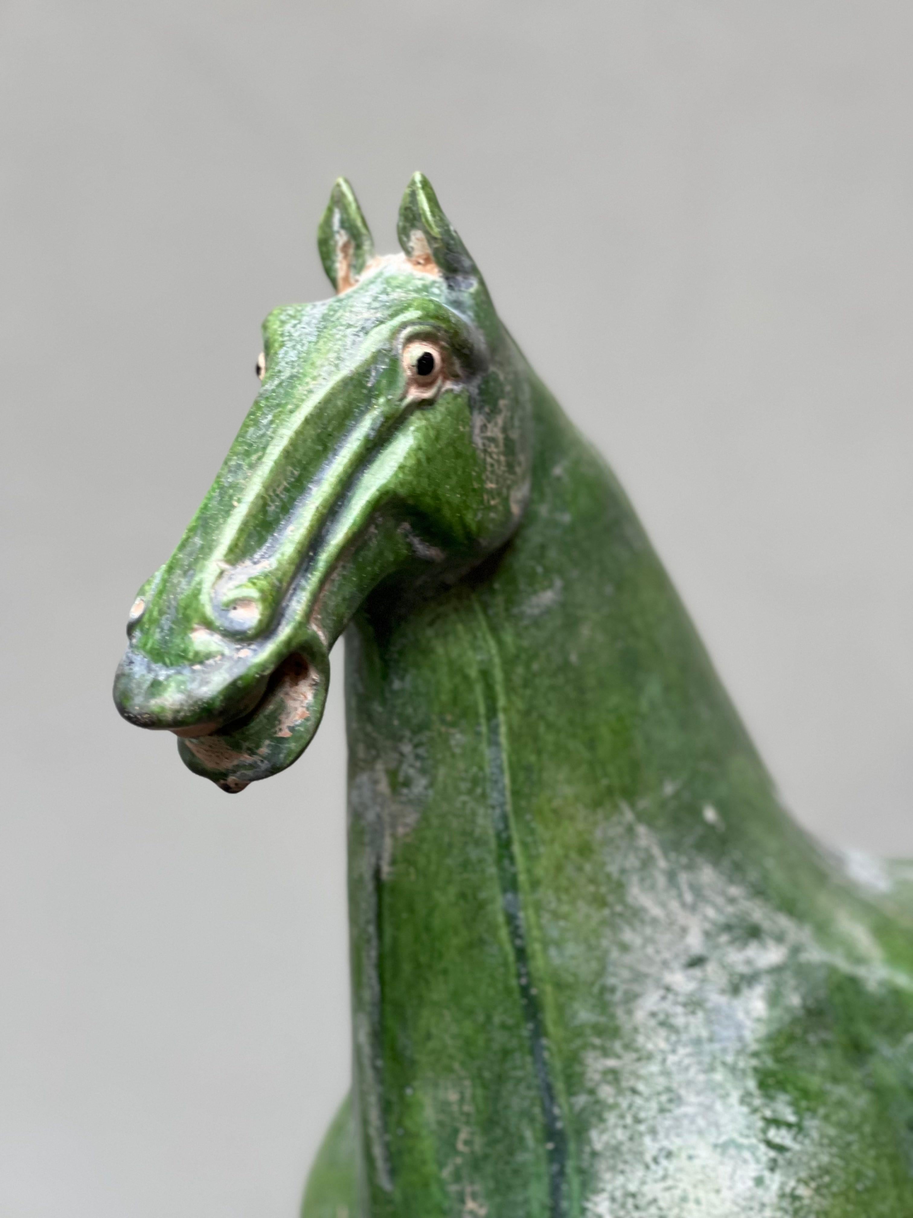 Scultura Cavallo Terracotta Cinese Smaltato, Anni 50, Horse, Sculpture In Excellent Condition For Sale In Milano, MI