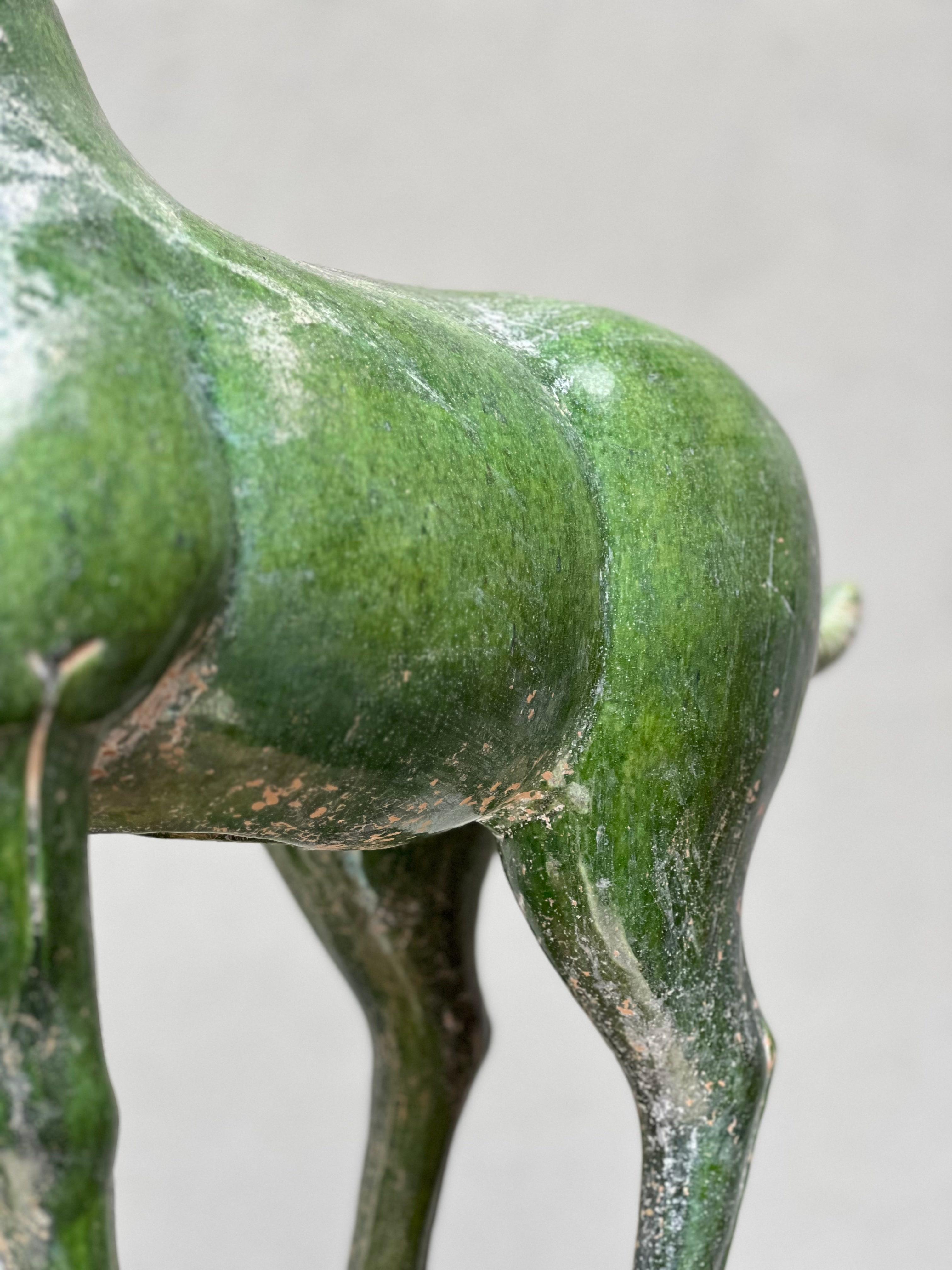 Scultura Cavallo Terracotta Cinese Smaltato, Anni 50, Horse, Sculpture For Sale 1