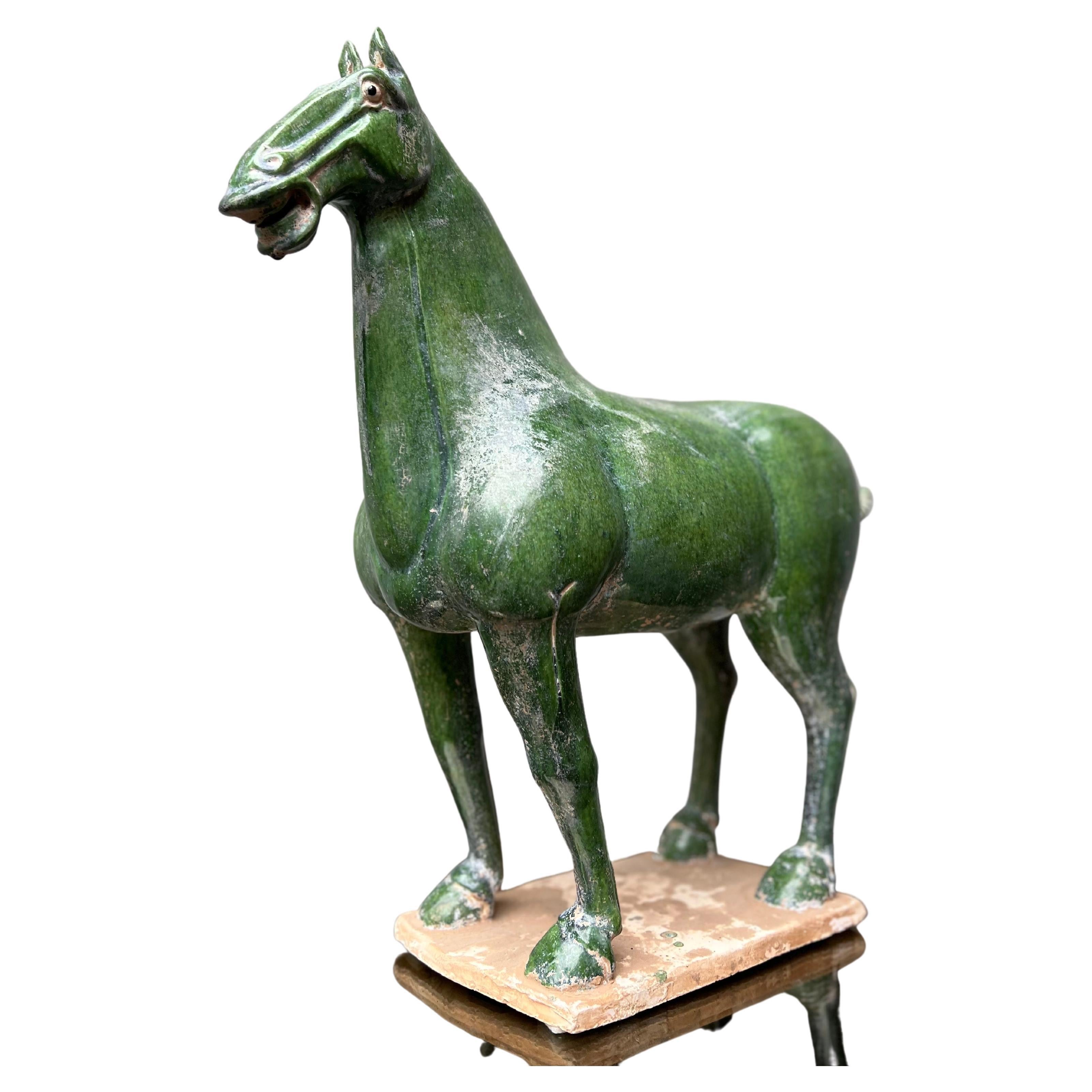 Scultura Cavallo Terracotta Cinese Smaltato, Anni 50, Horse, Sculpture For Sale