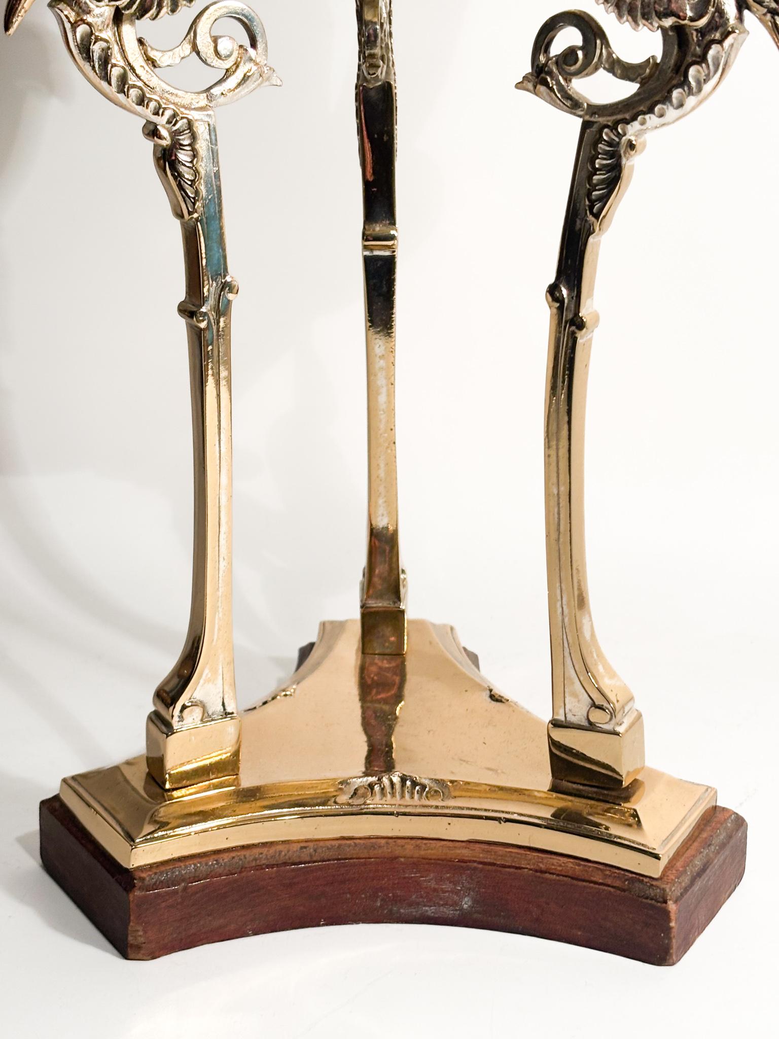 English Gilt Bronze Sculpture of Aries Head with Pedestal 1970s For Sale