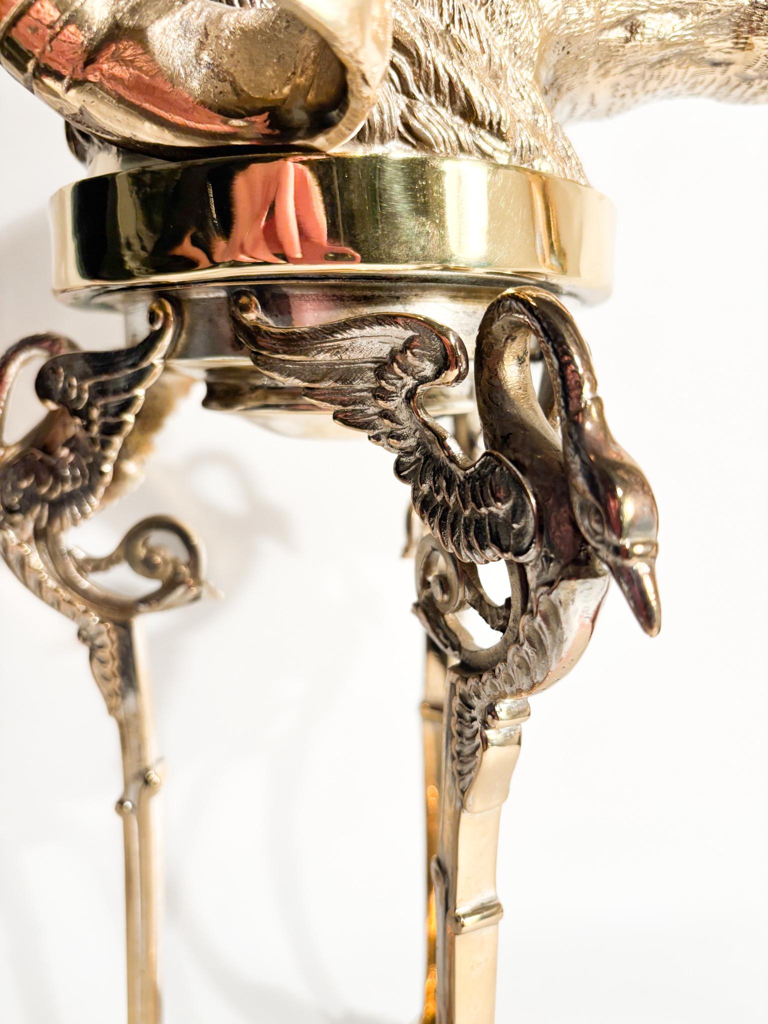 Gilt Bronze Sculpture of Aries Head with Pedestal 1970s For Sale 1