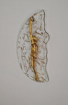 Murano Glass Wall Crucifix Sculpture by Otello Ciullini Italy 1970/80s