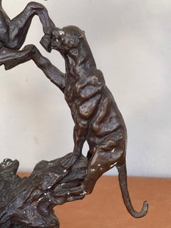 Bronze high-impact sculpture, "Savage Assault," 1970s