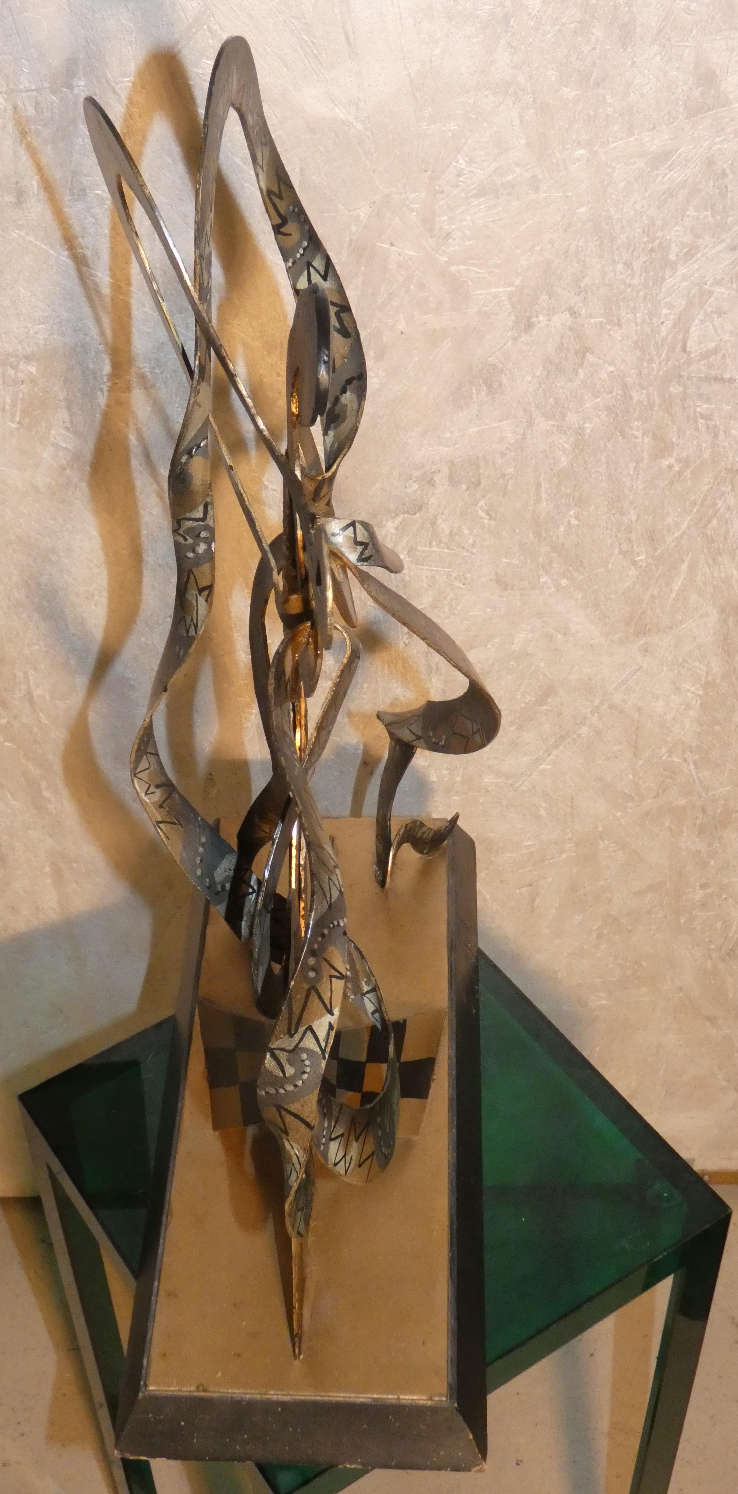 Escultura decó en hierro y esmalte, Salomé bailando para Herodes, Austria principios del siglo XX en venta 2