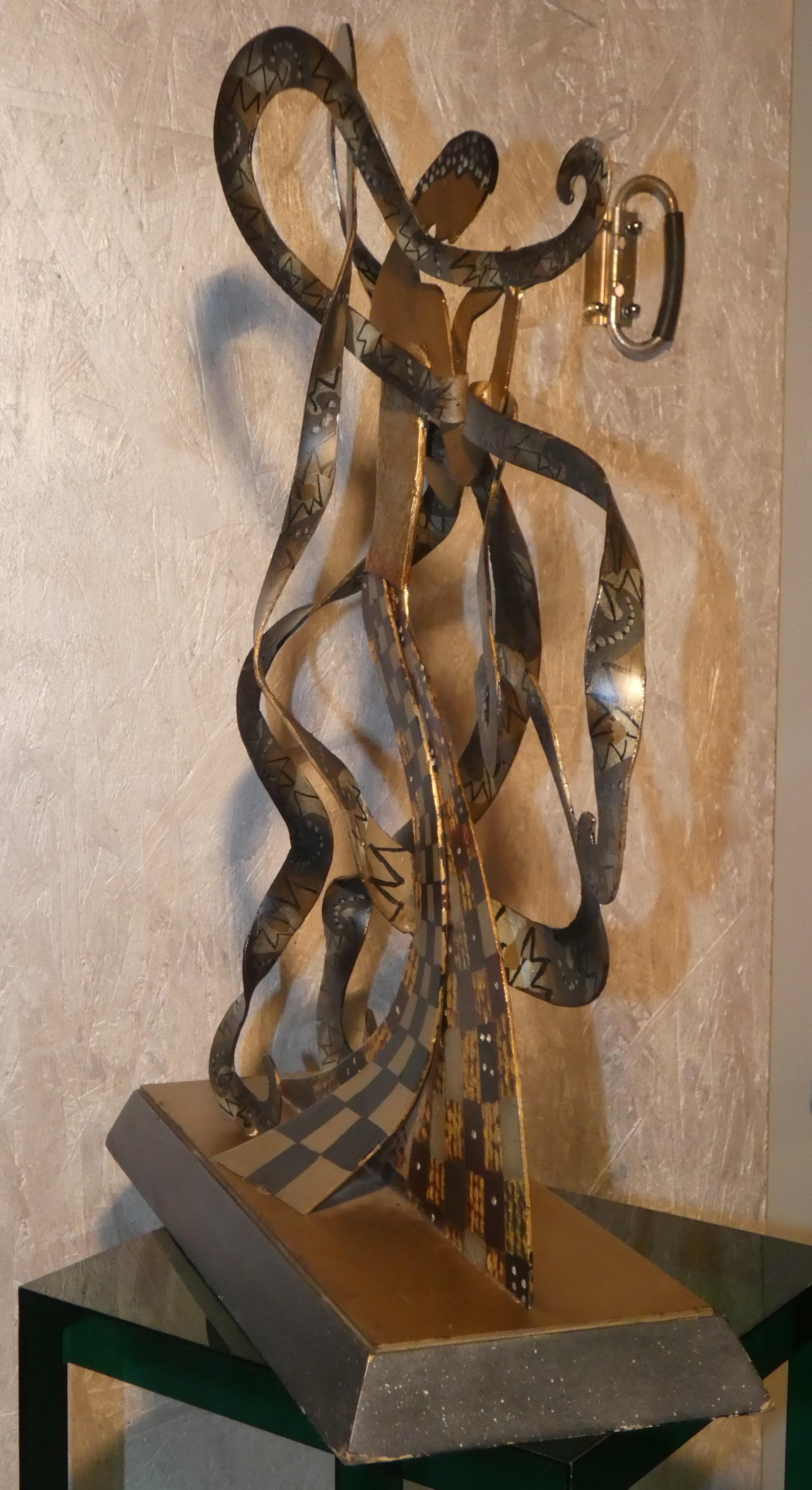 Escultura decó en hierro y esmalte, Salomé bailando para Herodes, Austria principios del siglo XX en venta 1