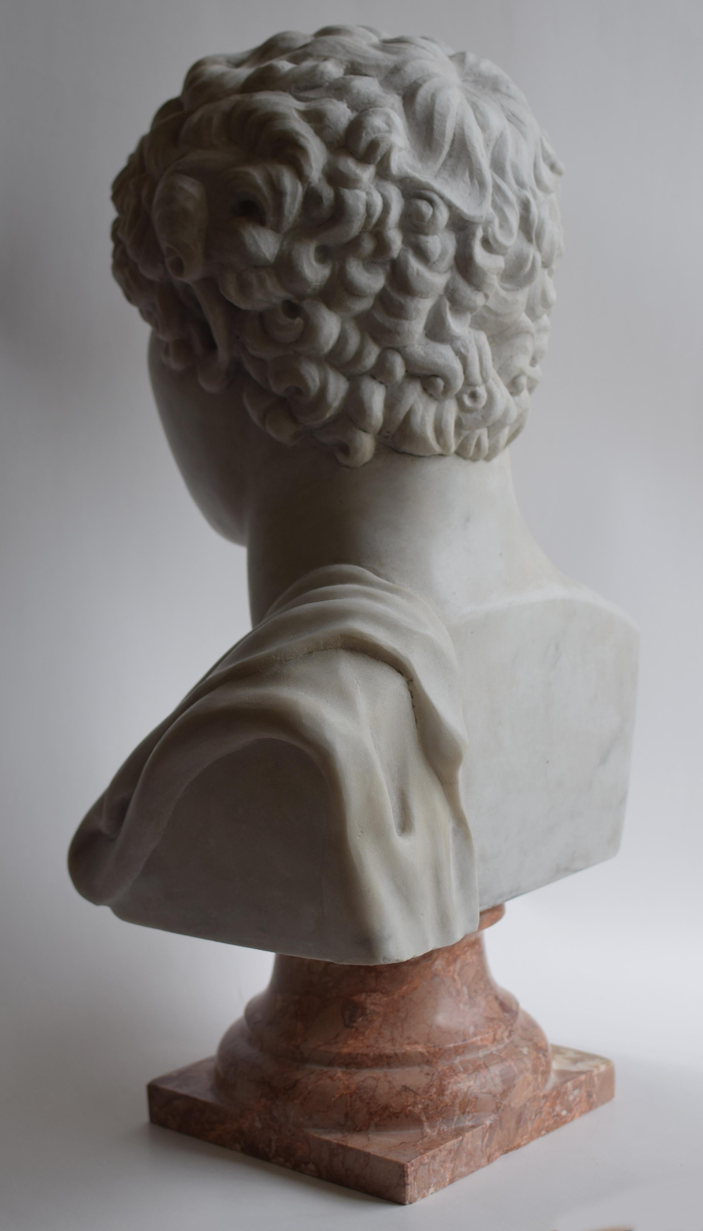 Kapitolinische Antinoos-Skulptur - weißer Carrara-Marmor - hergestellt in Italien (Handgefertigt) im Angebot