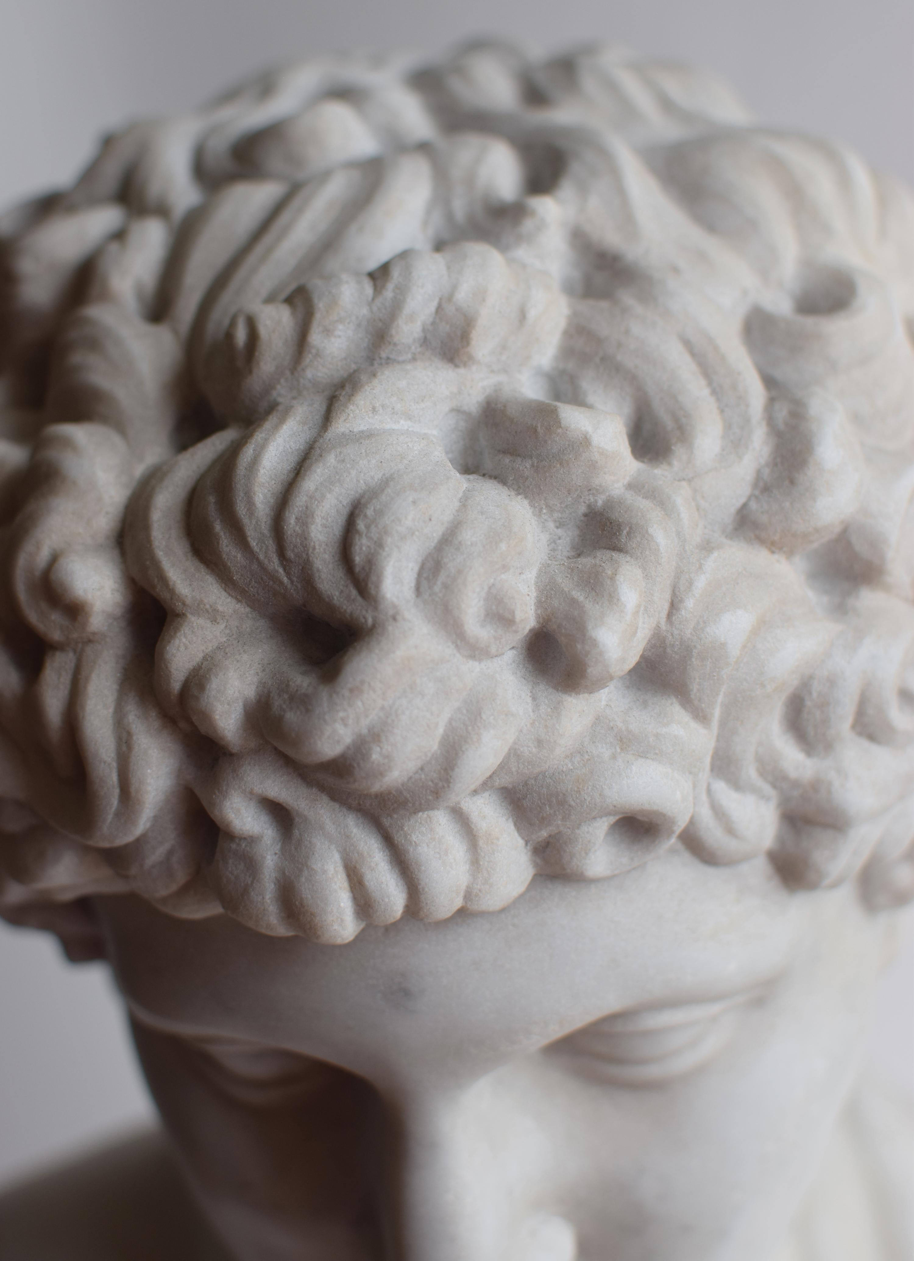 Kapitolinische Antinoos-Skulptur - weißer Carrara-Marmor - hergestellt in Italien im Angebot 2